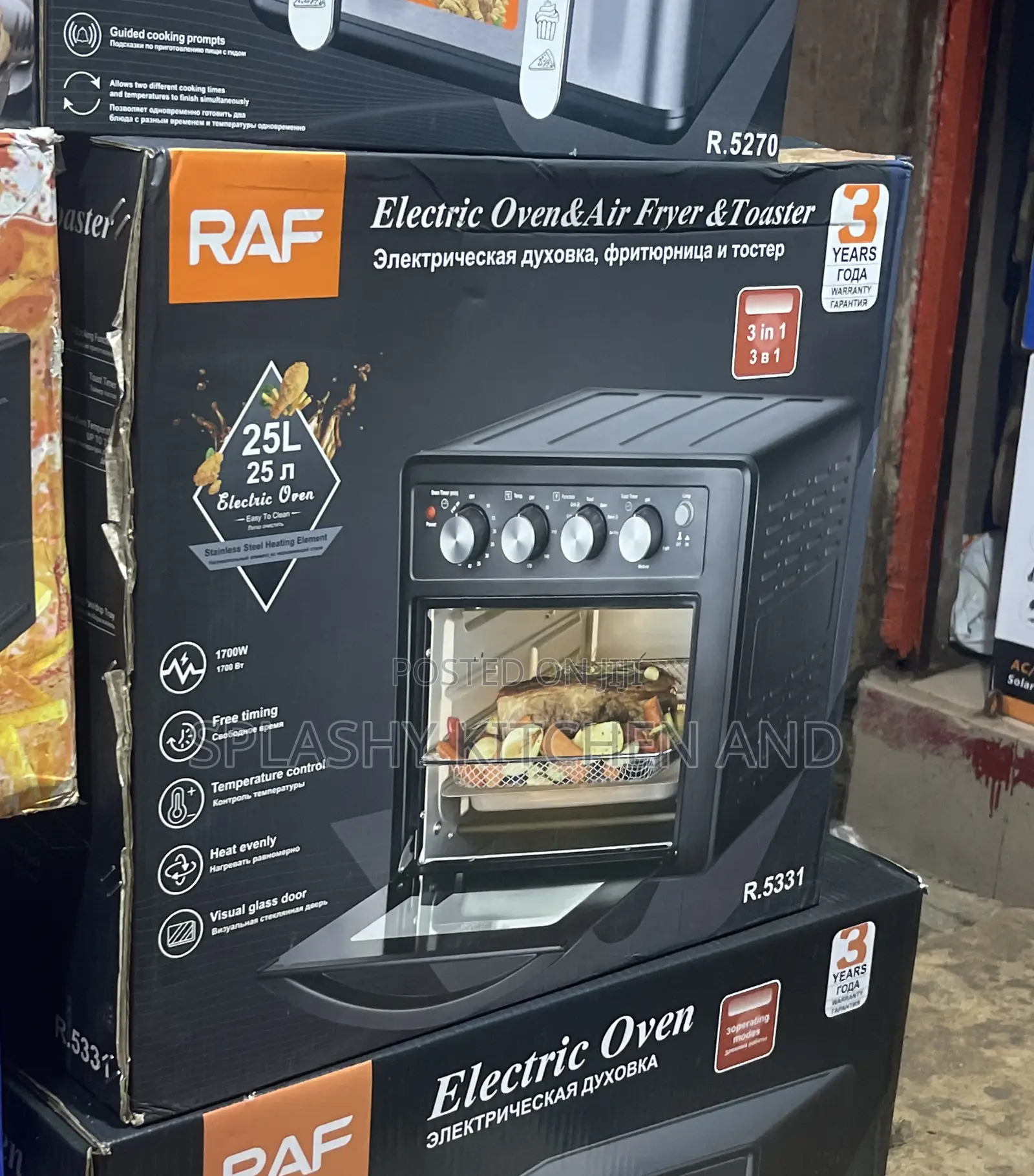 Raf 25litres Electric Oven, Air Fryer, and Toaster
