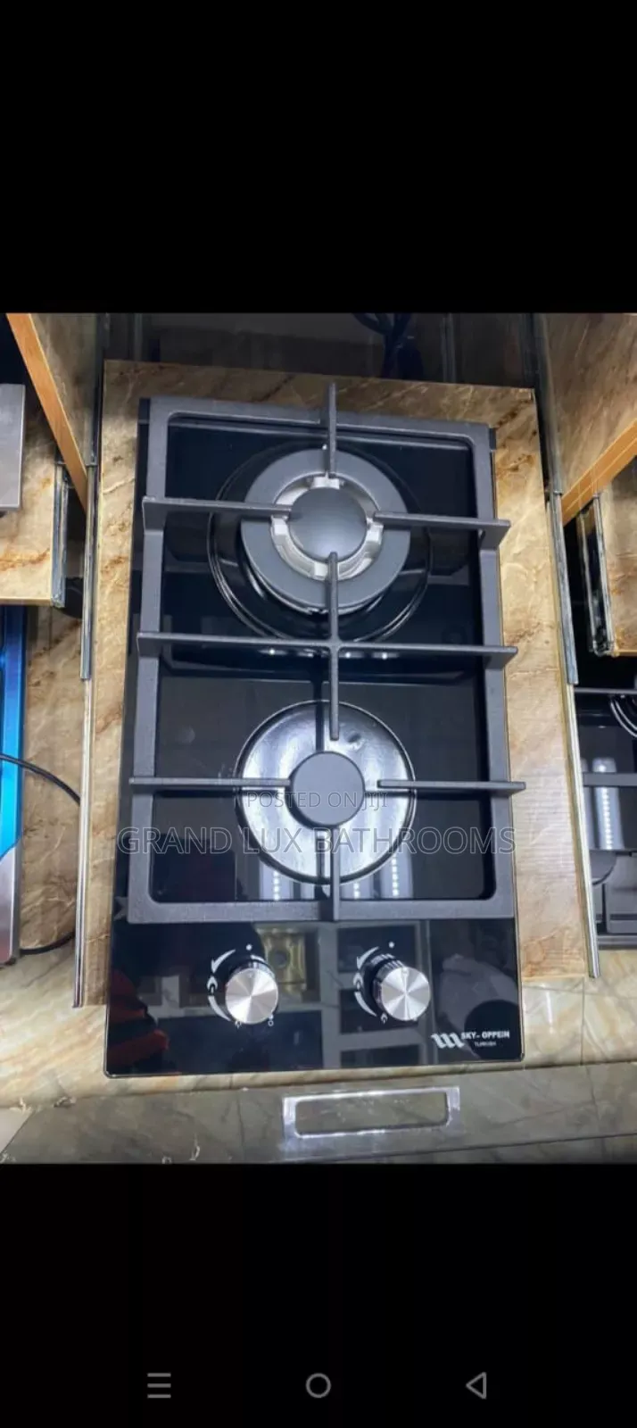 2-Burner Built-in Gas With Cast Iron Grates and Black Tempered Glas