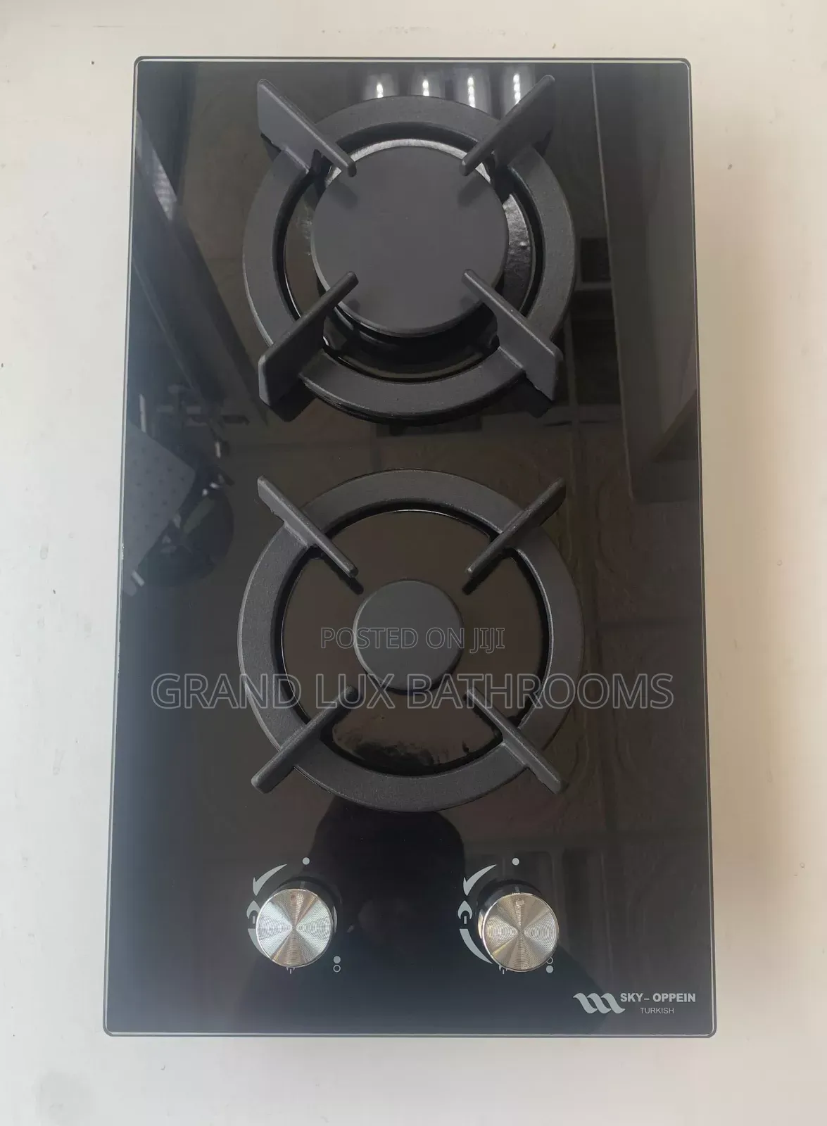 2-Burner Built-in Gas With Cast Iron Grates and Black Tempered Glas