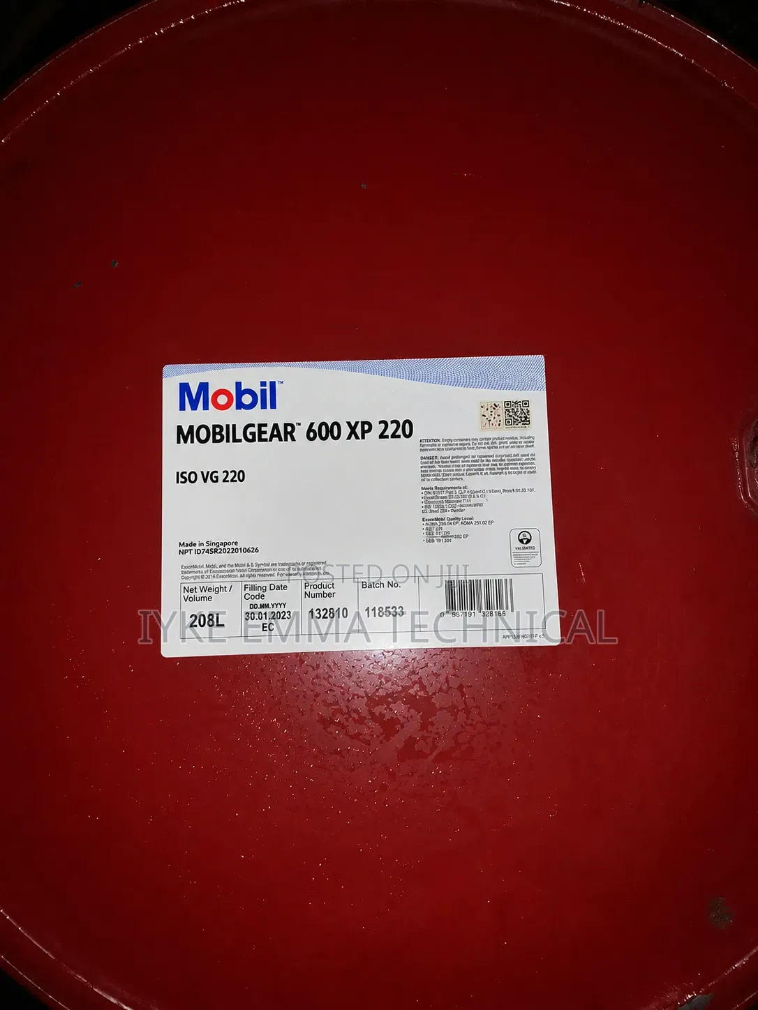 Mobil Gear 600 Xp 220 Mobilgear Iso Vg 220 Geqr Oil 200l//Drum