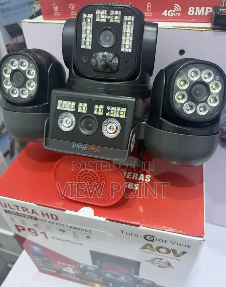 View Point Ai Solar CCTV Camera | 4-Lens, 4g Wireless, Human Tracking