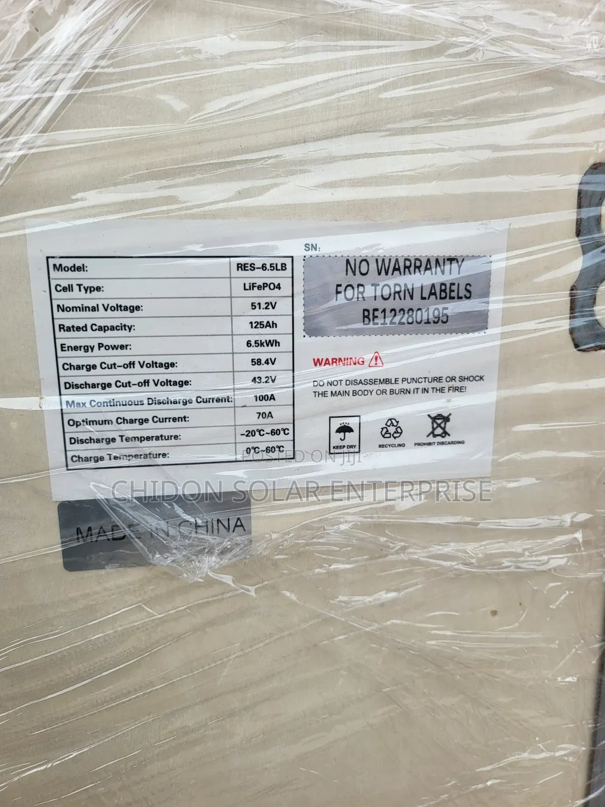 6.5kwh 51.2v Hyper Power Lithium Ion Battery