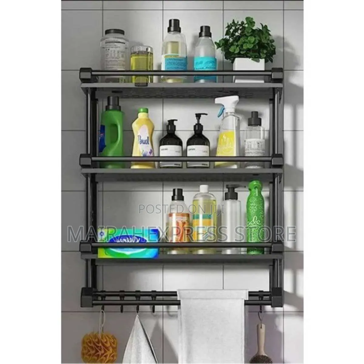 3 Tiermulti-Purpose Storage Rack With Towel Bar