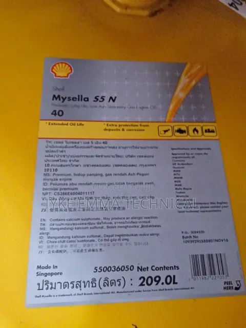 Mysella Power Engine Oil / Shell Mysella S5 N-40 209 L (1 Drum)