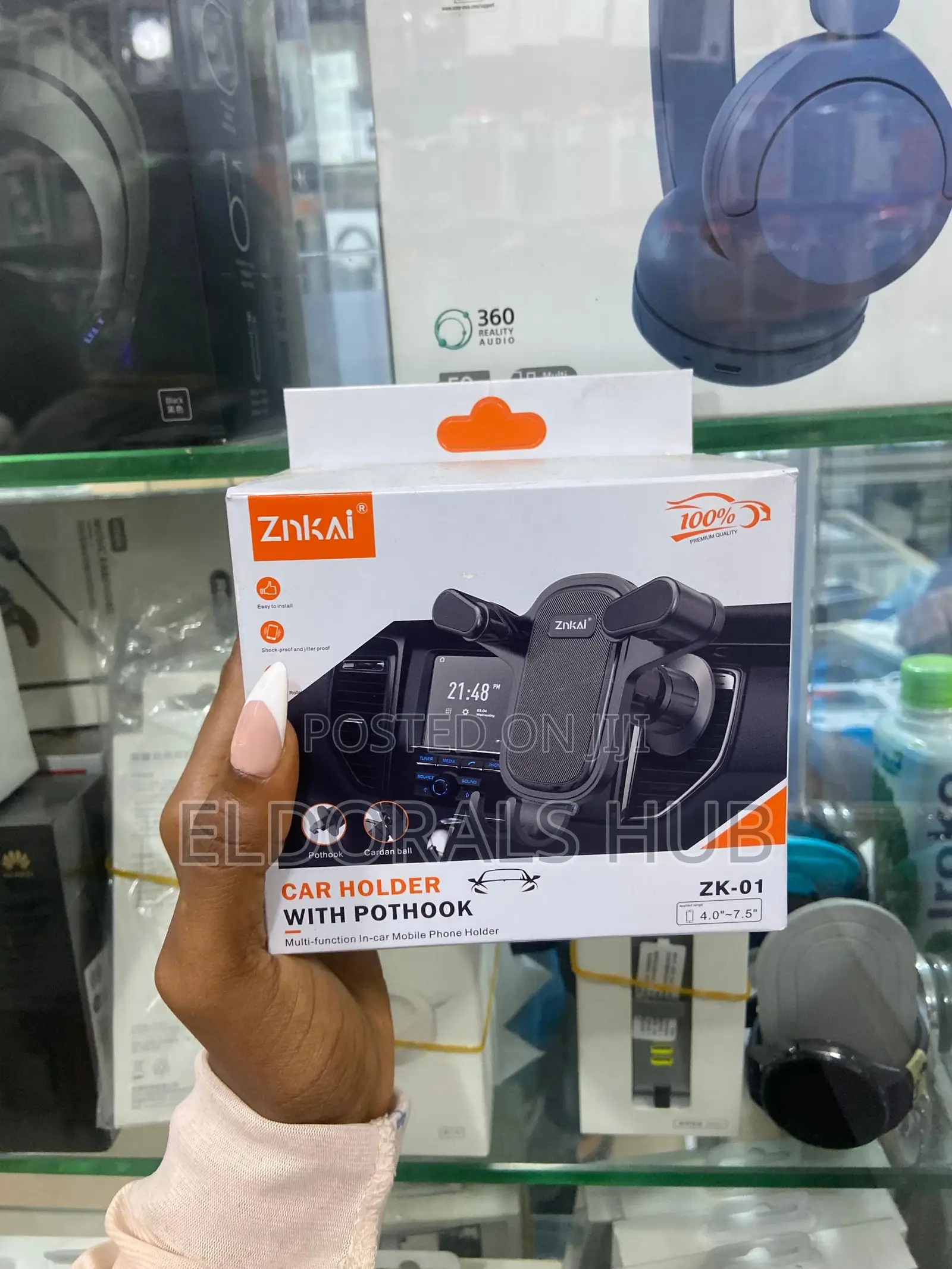 Znkai Zk-01 Car Phone Holder Mount With Pothook Clip for 4.0"-7.5"