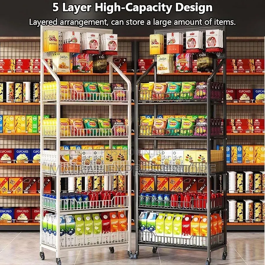 5/4 Tiers Large Merchandise Storage Rack With Wheel 2st7