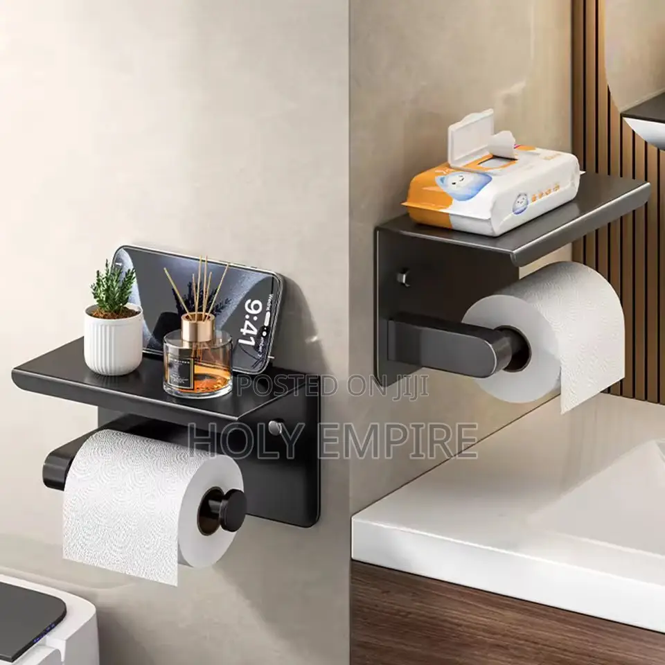 Bathroom Toilet Paper Holder Multi-Functional Shelf Wall-Mounted