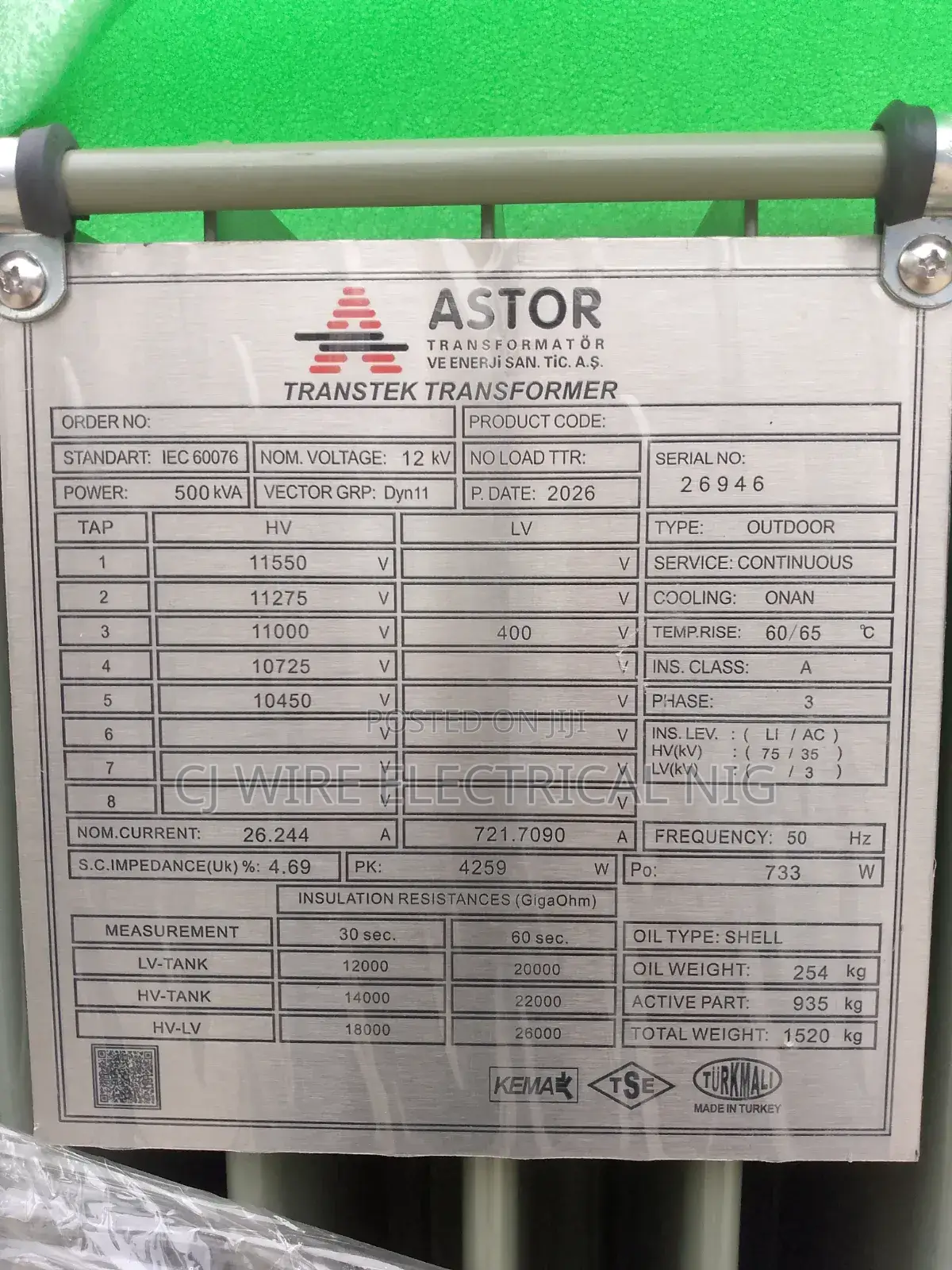 500kva 11kv Astor Premium Quality Electric Transformer 100% Copper