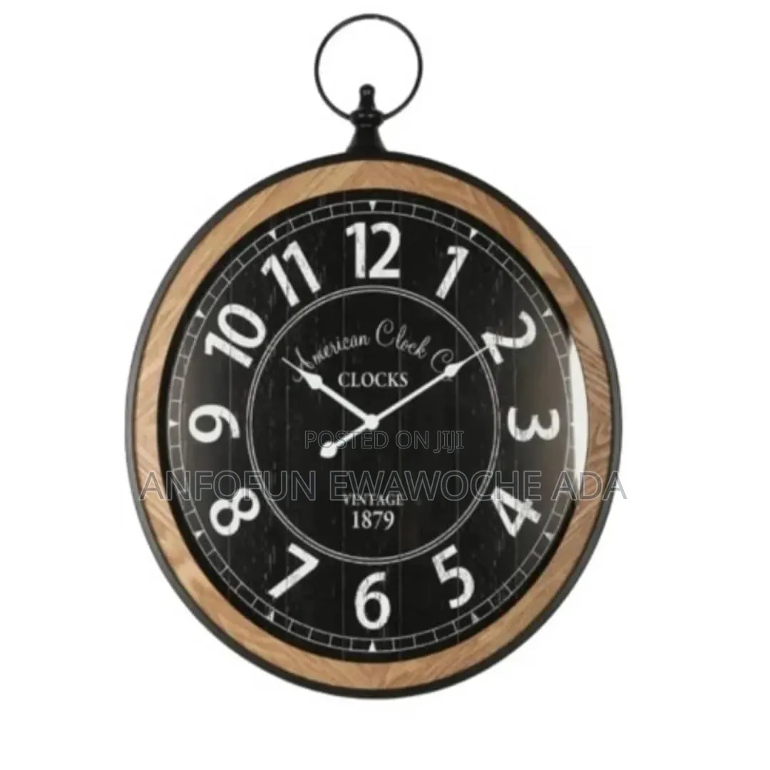 Vintage 1879 – Solid Wood Metal Wall Clock - 58cm