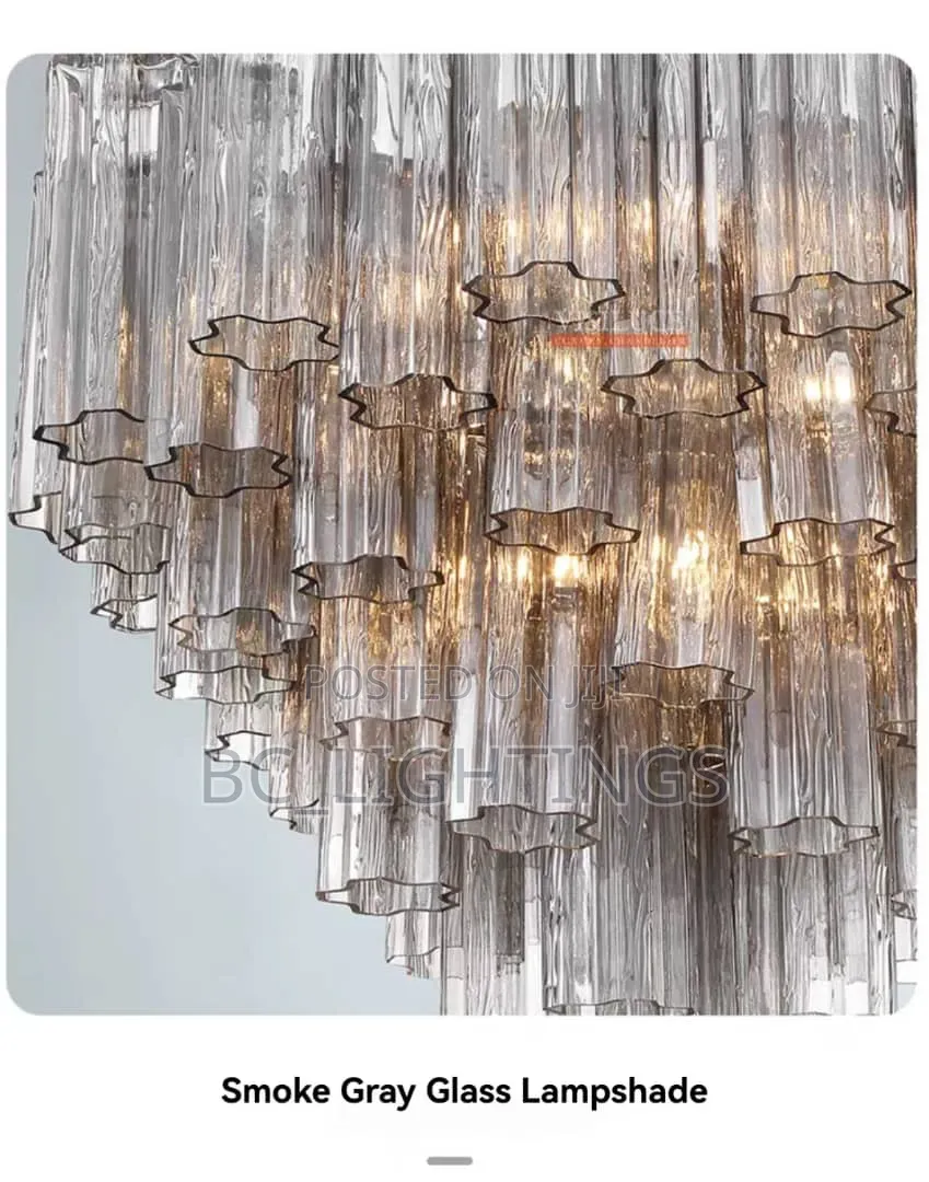 Round Smoke Gray Glass Light for Living Room Bedroom Murano Glass