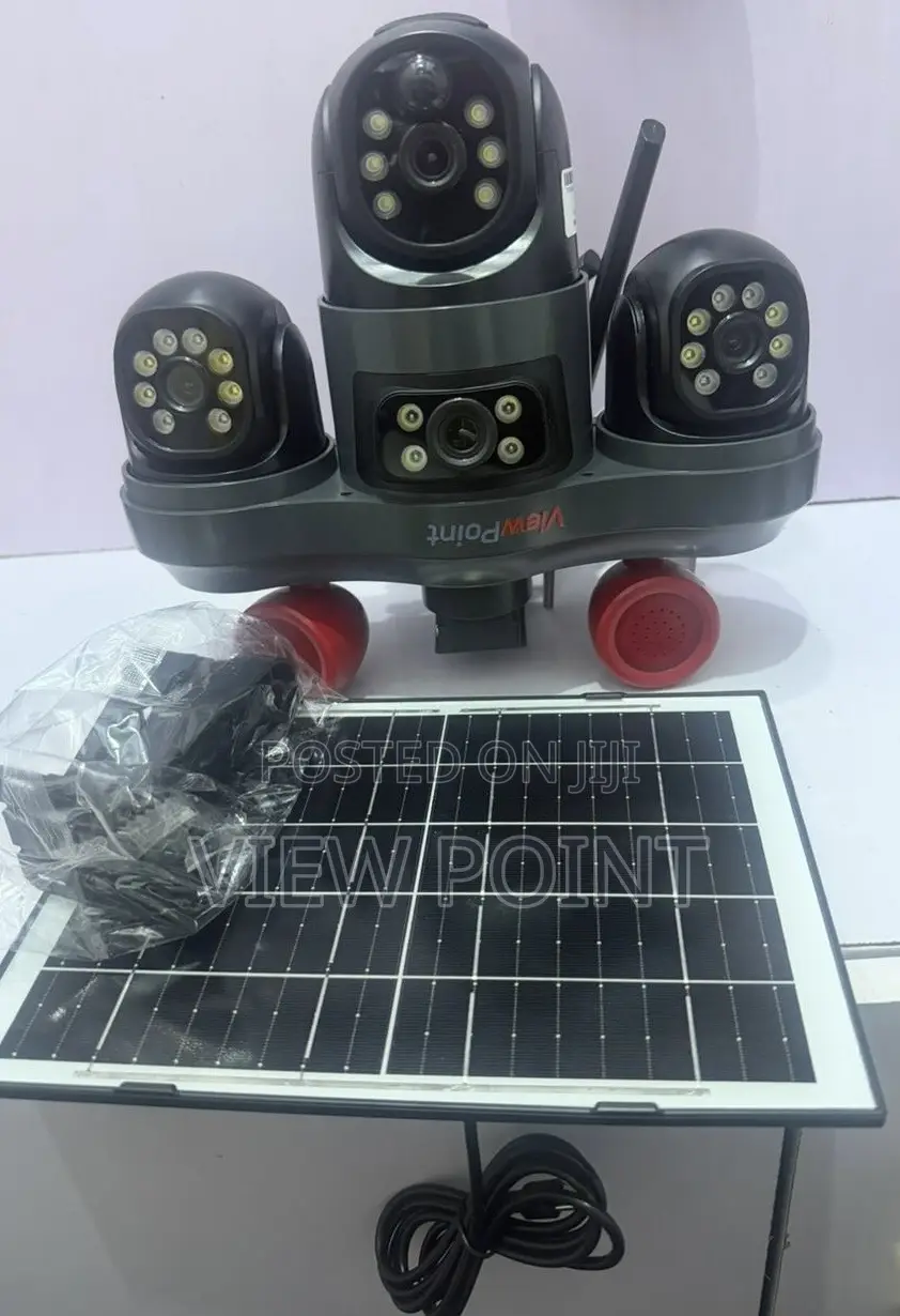 View Point Solar Powered CCTV Camera– 3 Rotating Lenses Smart Alerts
