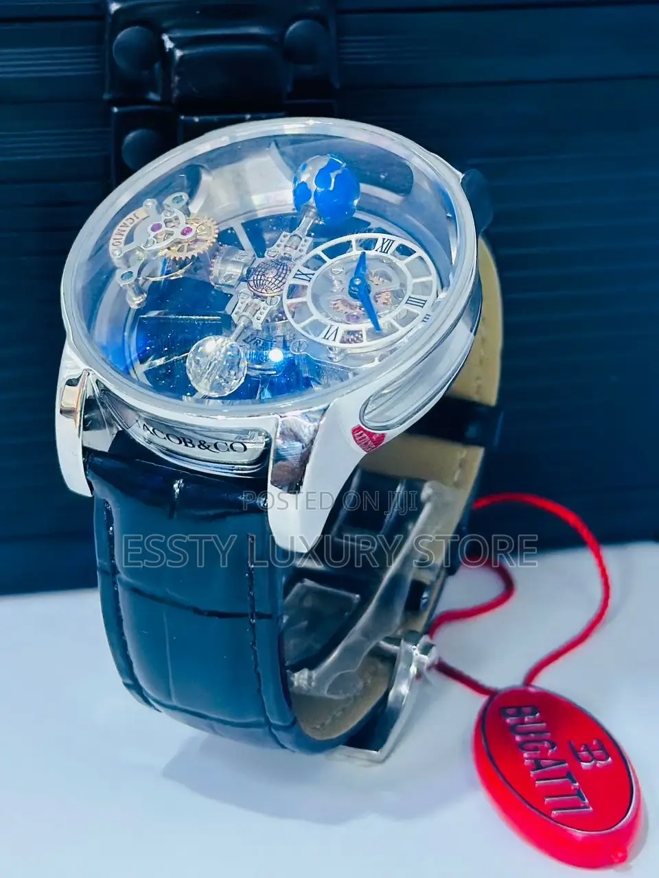 Automatic Engine Jacob and Co Leather Wristwatch
