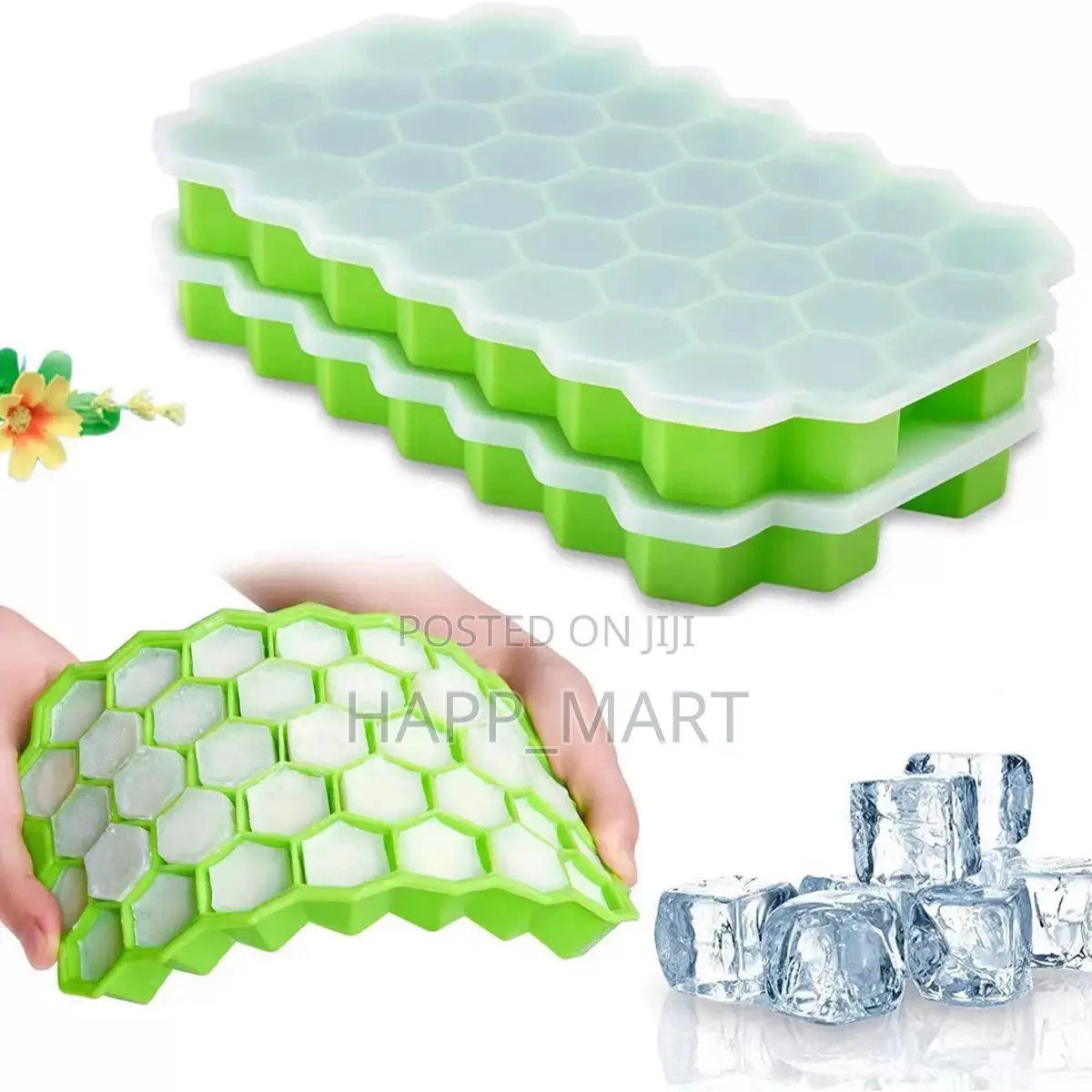 37-Grid Silicone Ice Cube Tray With Lid