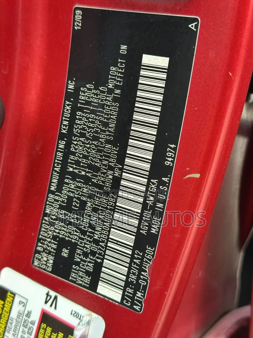 Toyota Venza 2010 Red