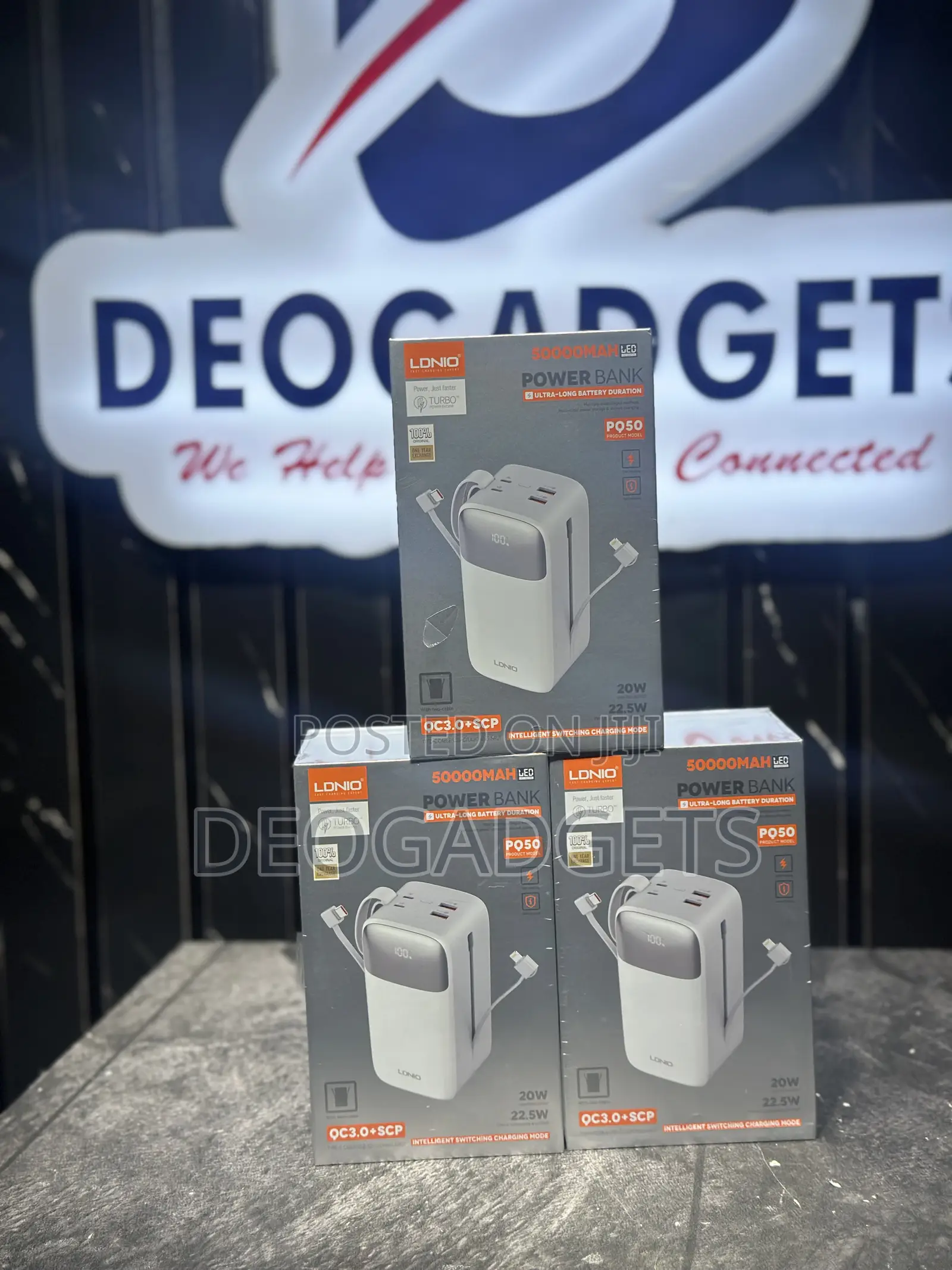 50,000mah Ldnio Powerbank With Inbuilt Cable.
