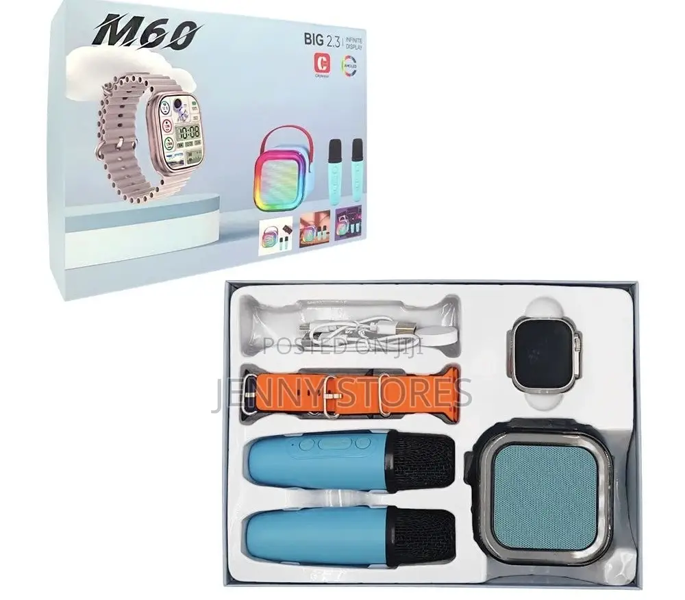 M60 Smartwatch With Bluetooth Speaker and Two Wireless Microphones