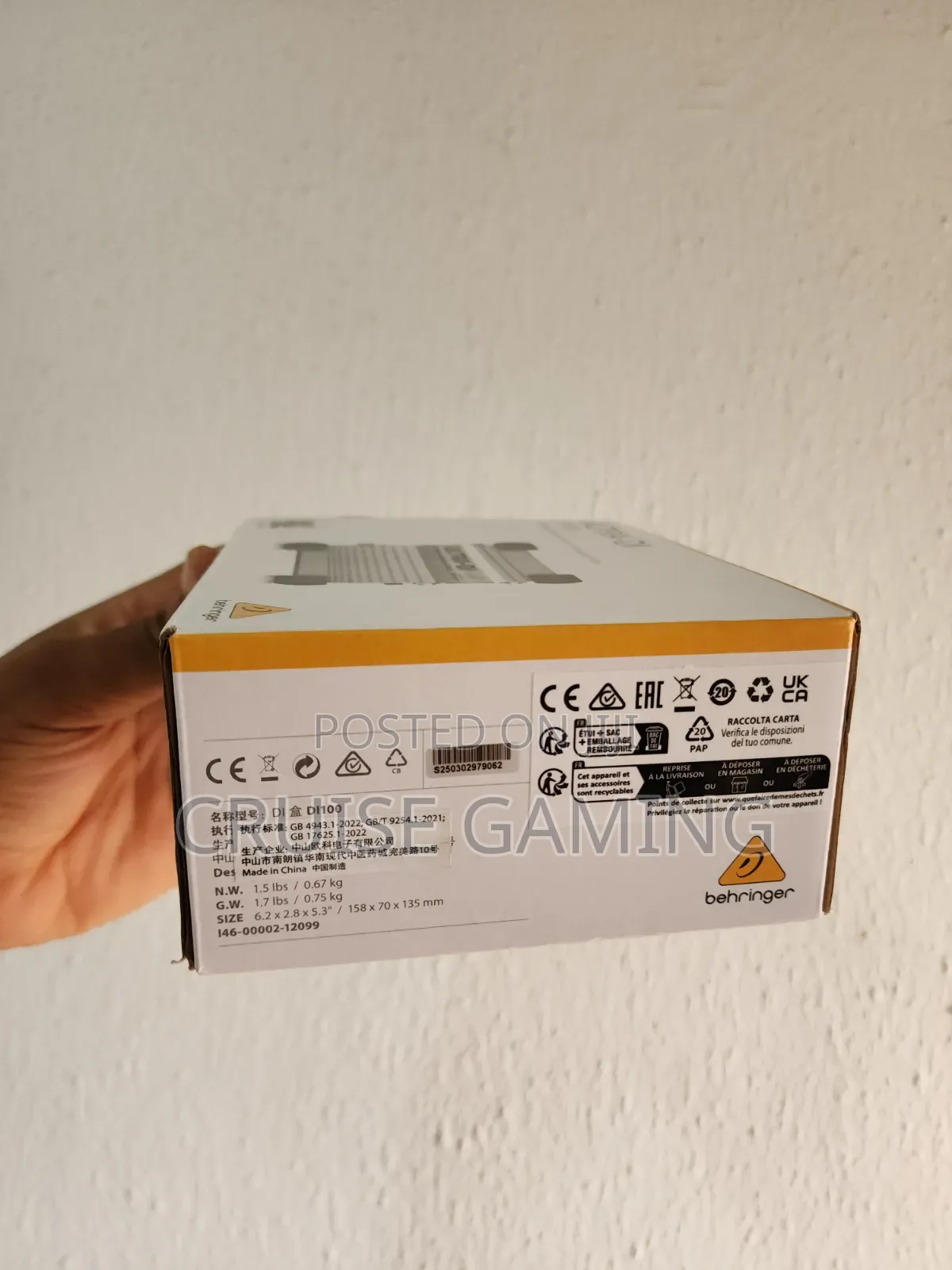 Behringer Active Powered Di Box Ultra Di100 Battery/48v Phantom Power