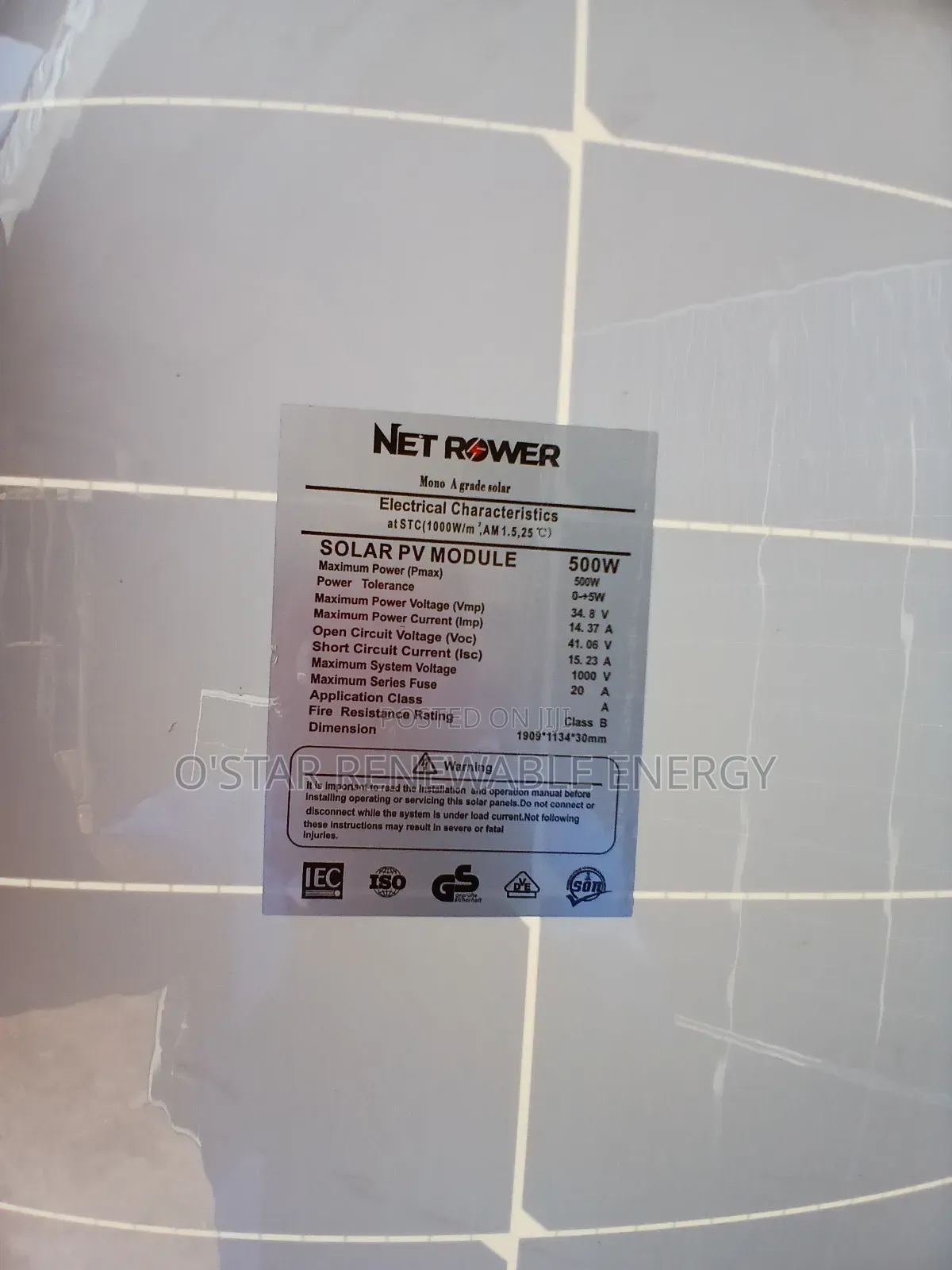 Netpower 500watts Monocrytalline Solar Panels