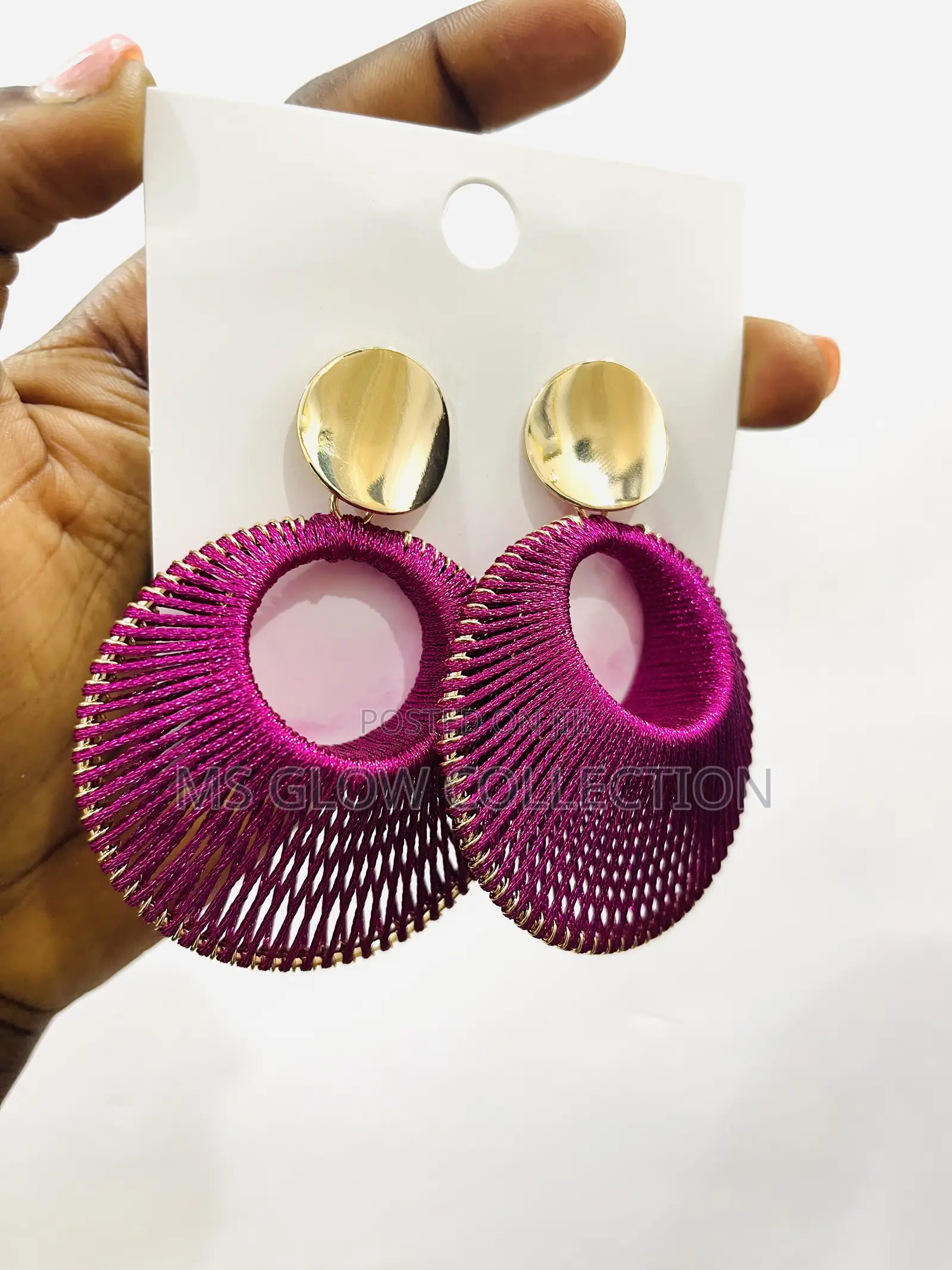 Pink Woven Earrings