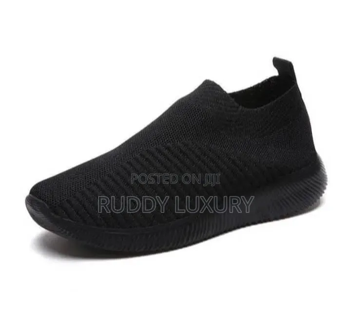 Premium Black Slip-on Knit Sneakers