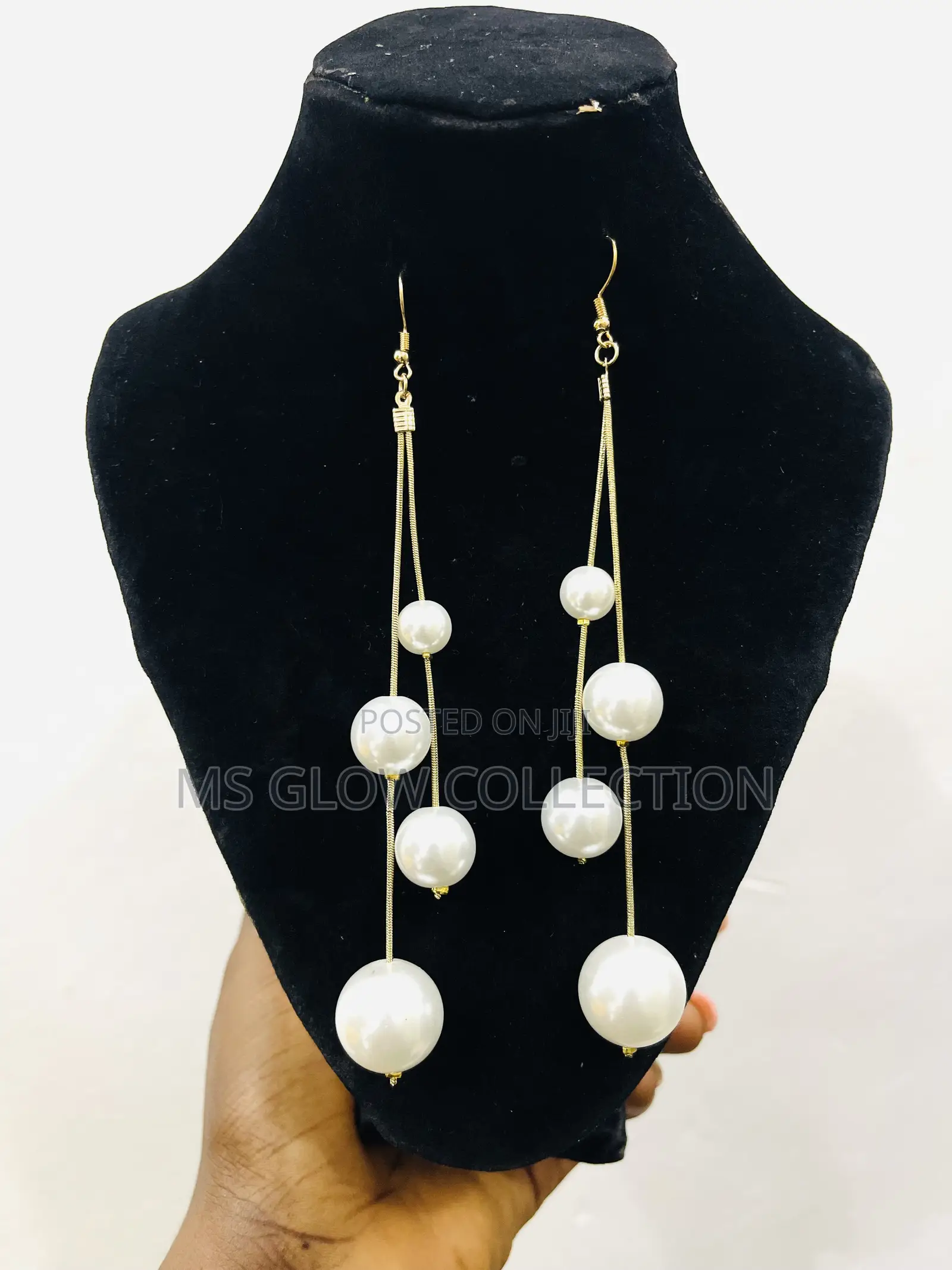 Gold Dropping Ball Pearl Earrings