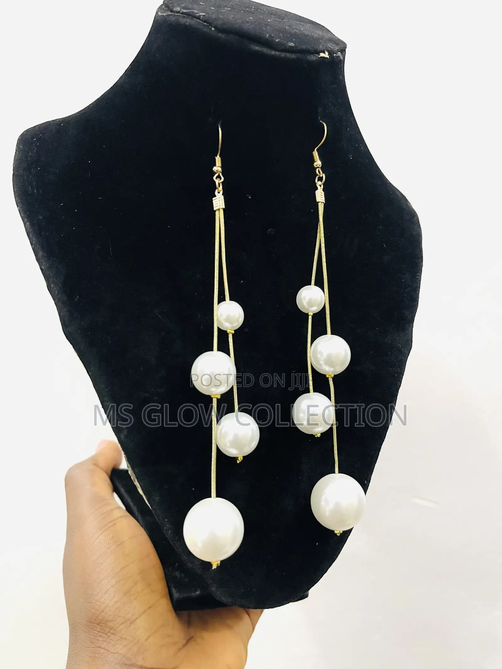 Gold Dropping Ball Pearl Earrings