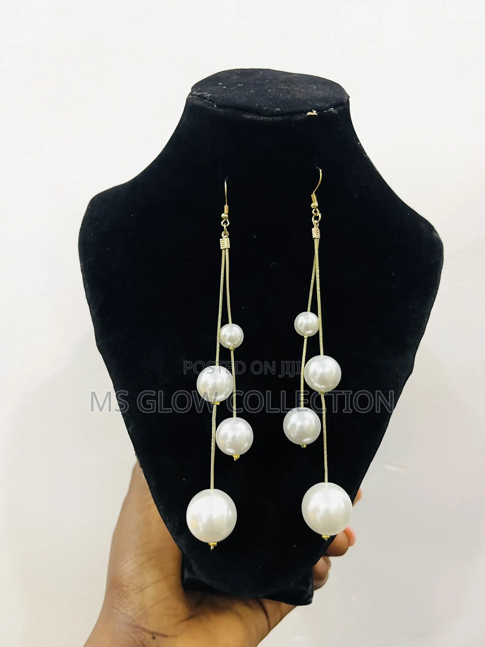 Gold Dropping Ball Pearl Earrings
