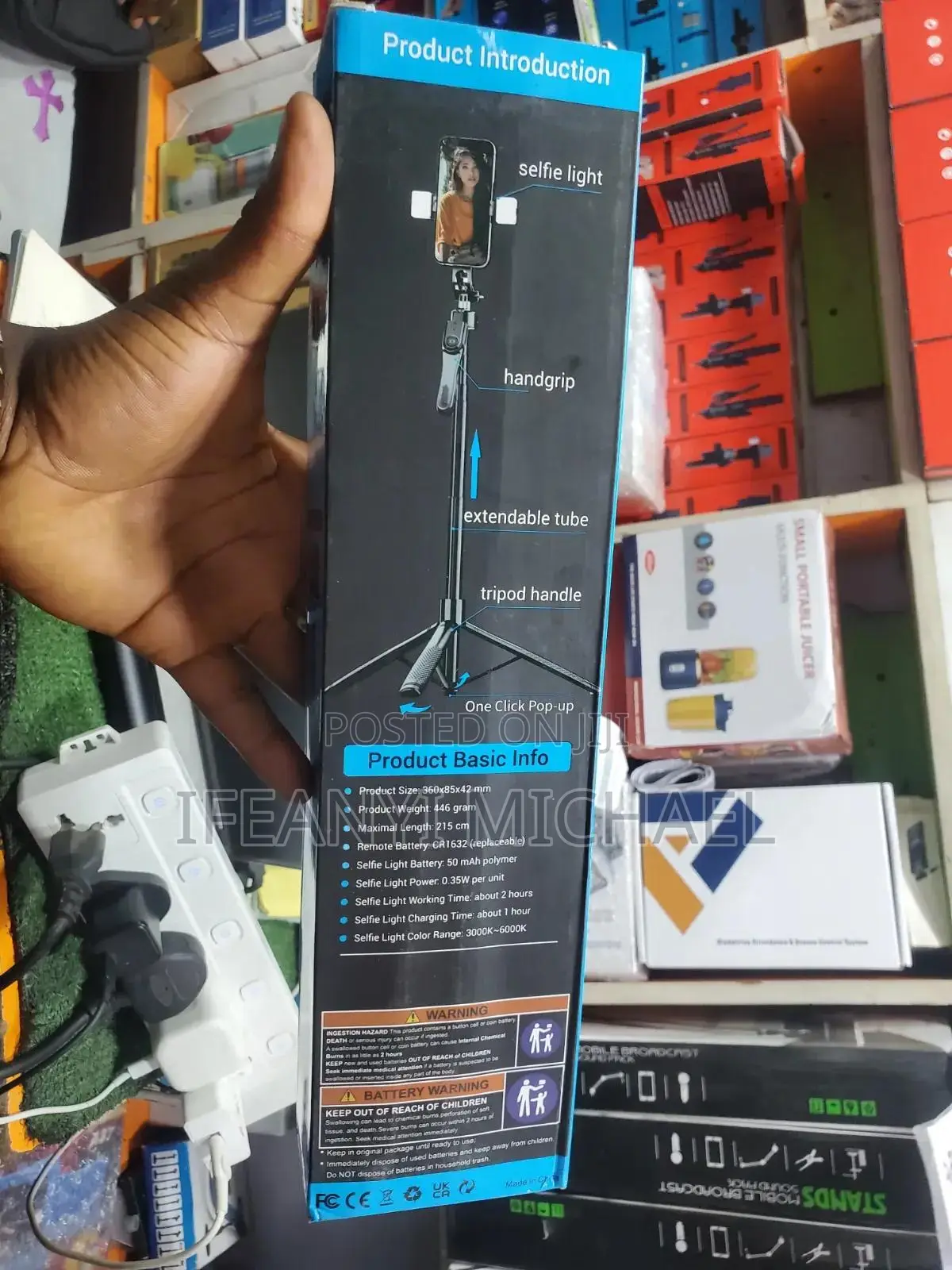 215cm Long Bluooth Tripod With Mini Remote - Black