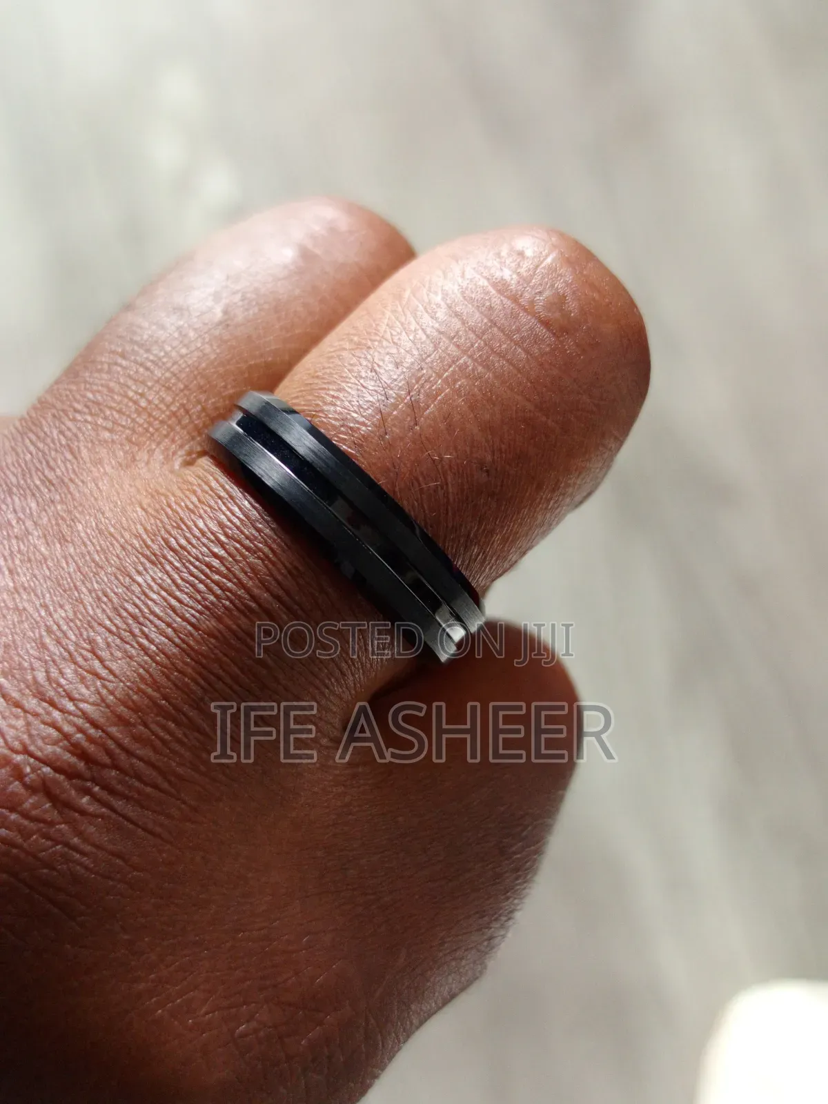 Men's Classic Black Wedding Band - Black