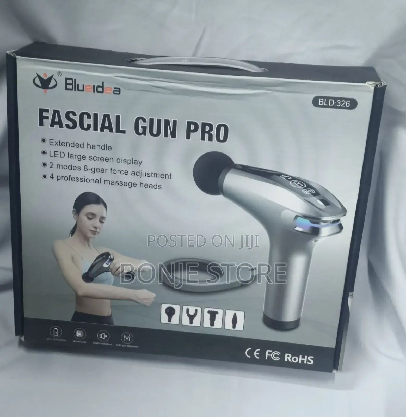 4 Head Blueidea Fascial Gun Pro Massager -Led Display, Extended Handle