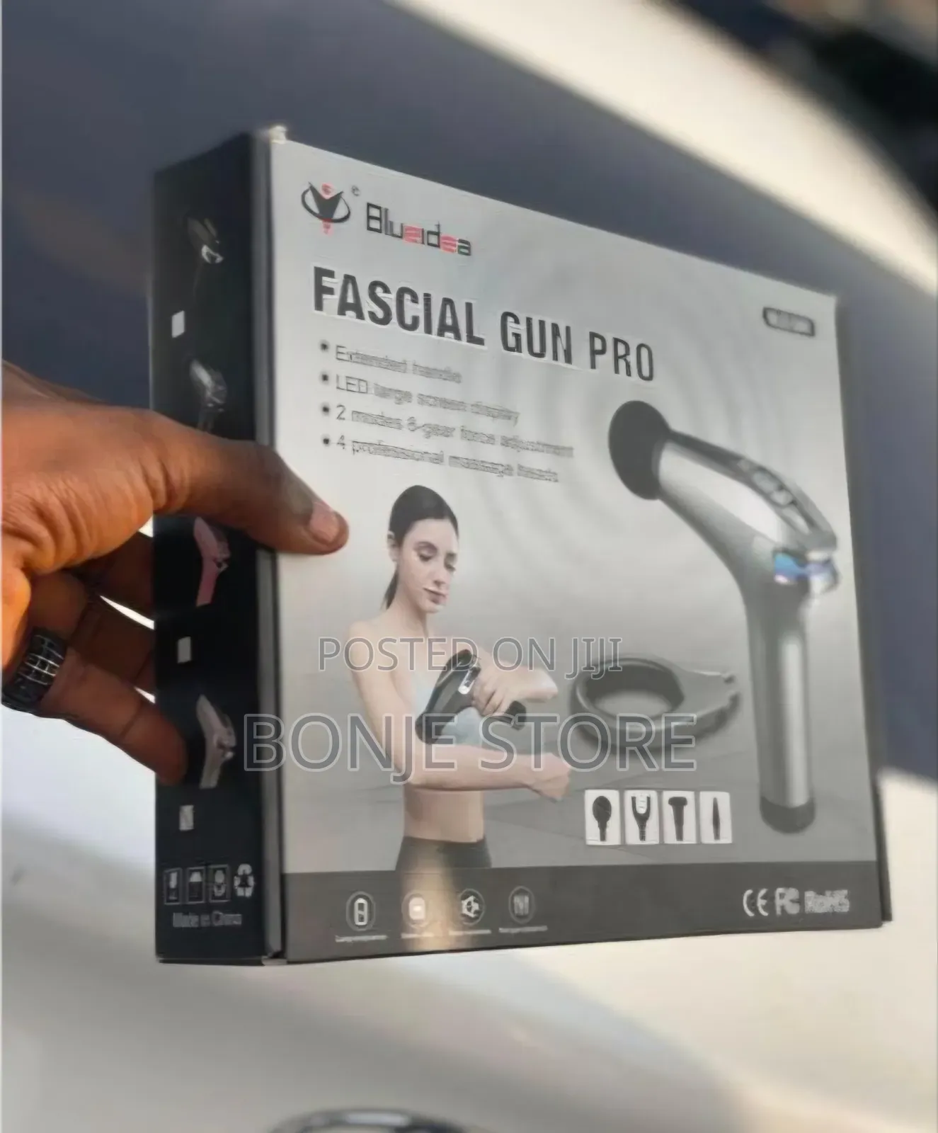 4 Head Blueidea Fascial Gun Pro Massager -Led Display, Extended Handle