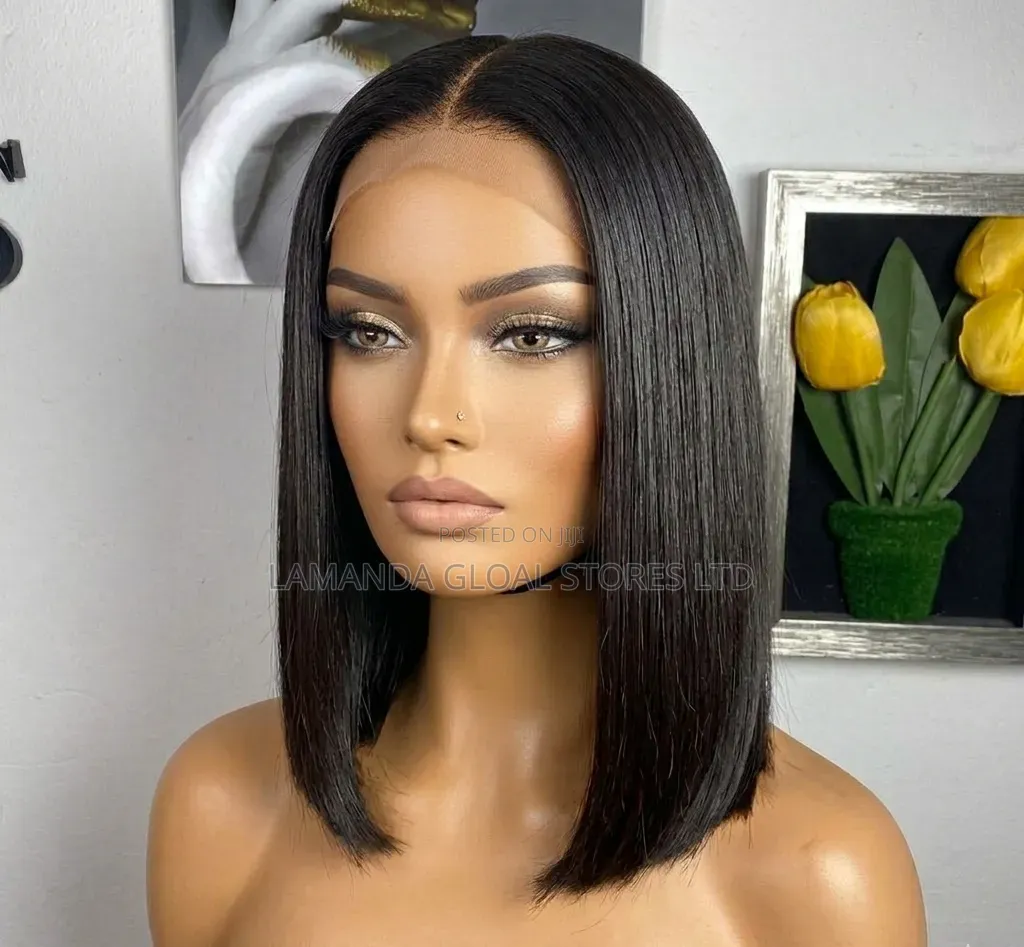 Premium Kim K Closure Blunt Cut Straight Wig