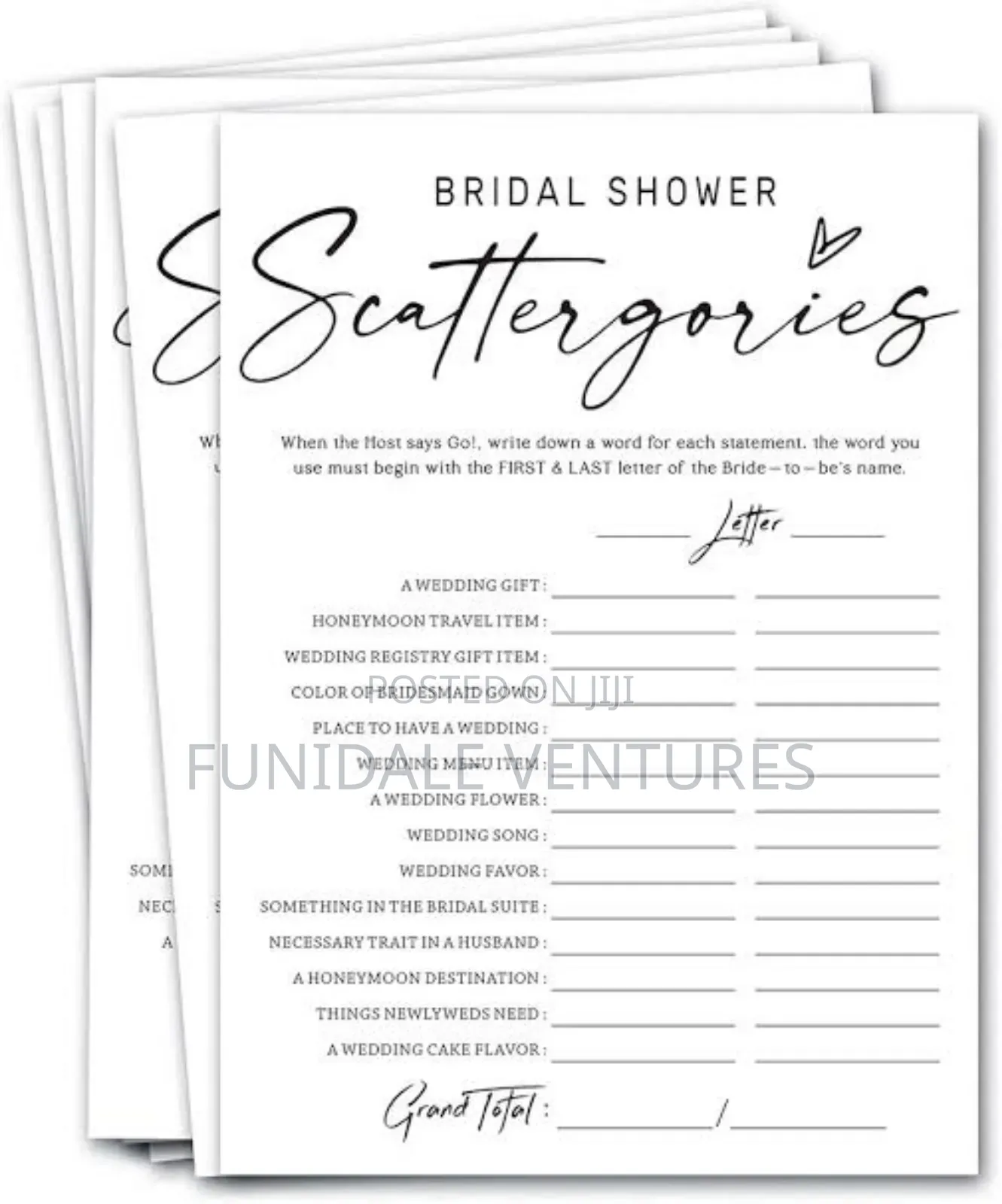 Bridal Shower Card Game