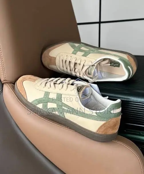 Luxury Onitsuka Tiger SNKS Beige Green Grass