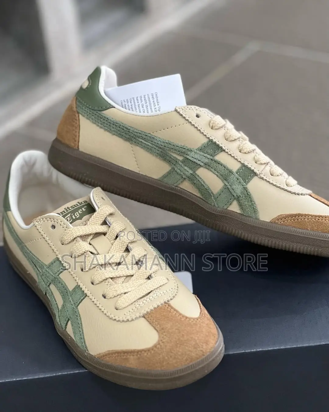 Luxury Onitsuka Tiger SNKS Beige Green Grass