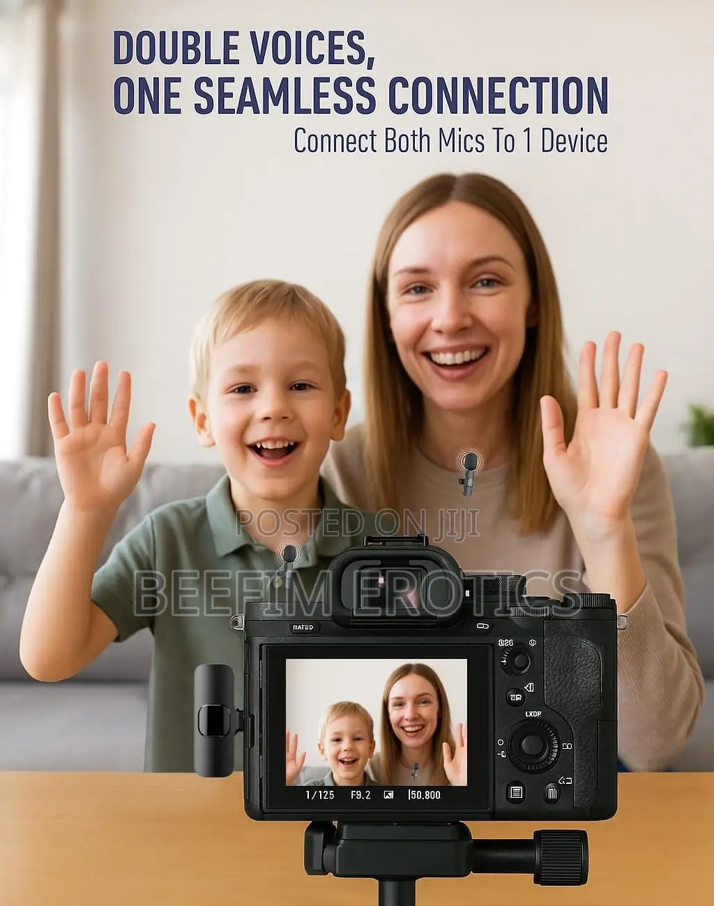 Wireless Microphones for iPhone/Android Phones 2 Pack Clip-on Mics
