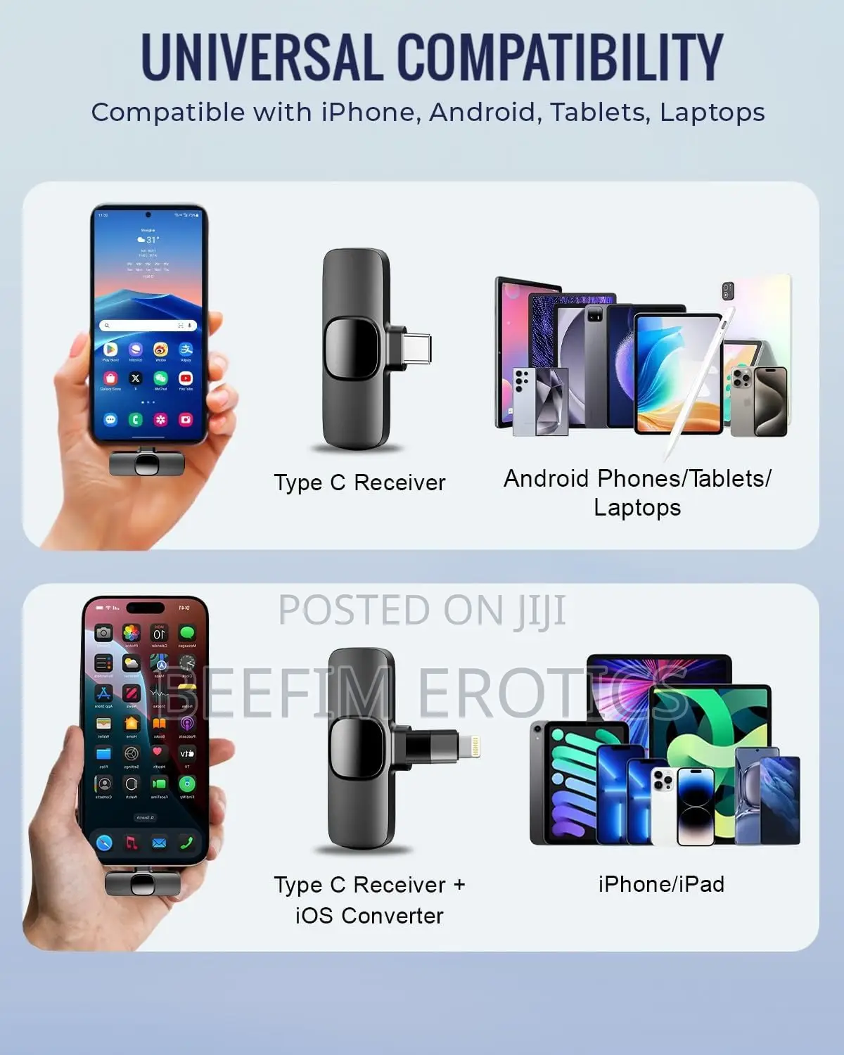 Wireless Microphones for iPhone/Android Phones 2 Pack Clip-on Mics