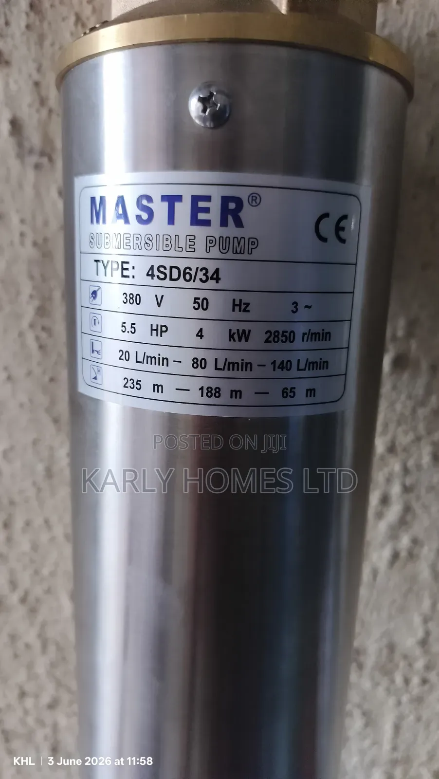 5.5hp Master Copper Coil Submersible Pump
