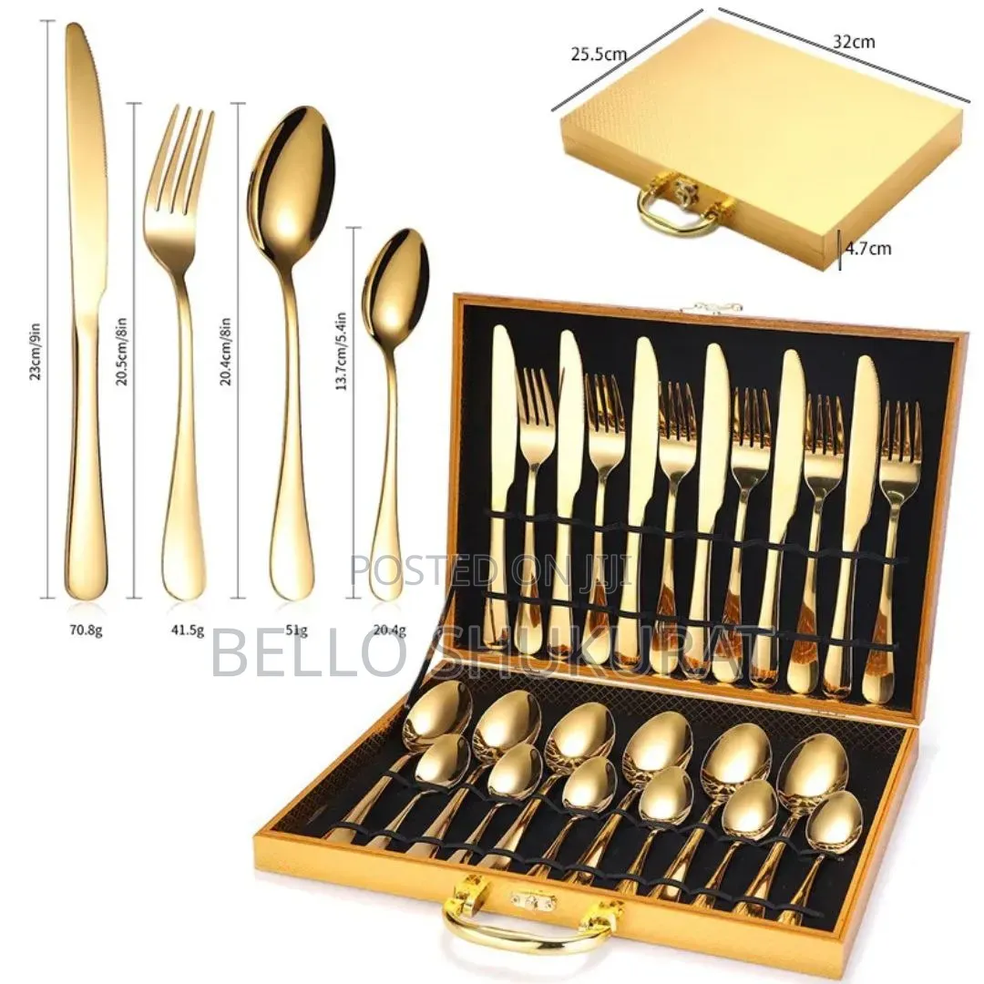 24pcs Gold Box Cutlery Set