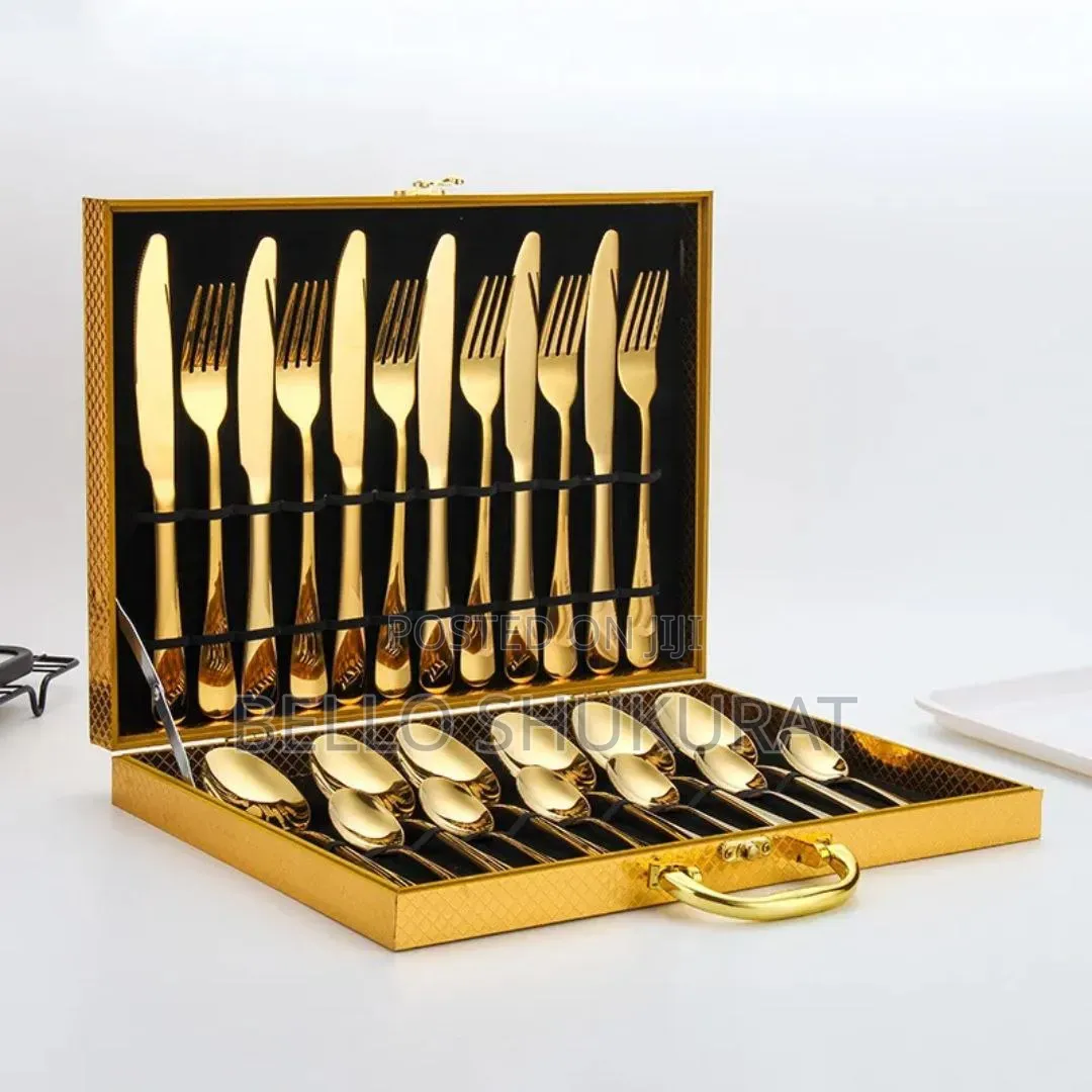 24pcs Gold Box Cutlery Set