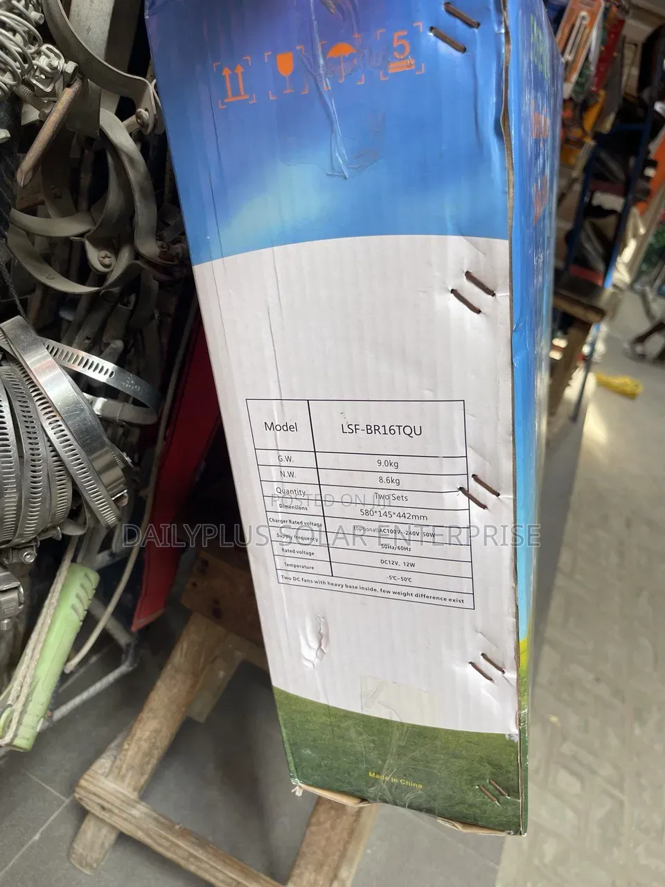 Brand New Standing Fan With Solar Panel and Charger