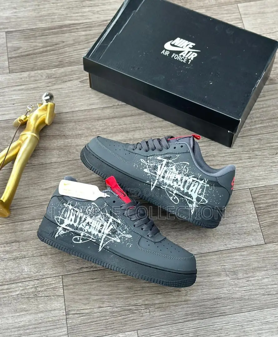 Nike Air Force 1 Low "Street Star" Custom – Anthracite / Crimson