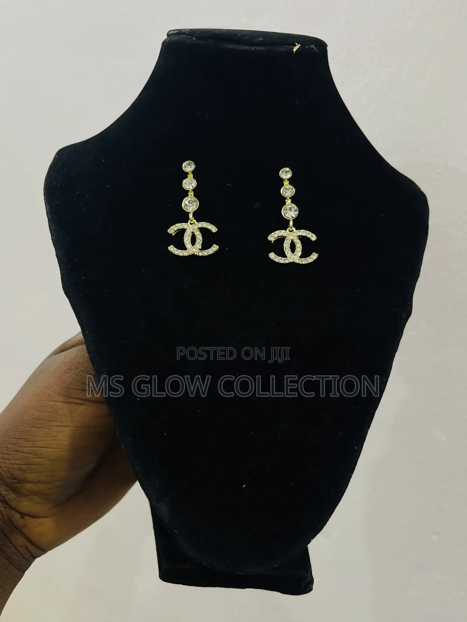 Luxury Double C Crystal Drop Earrings