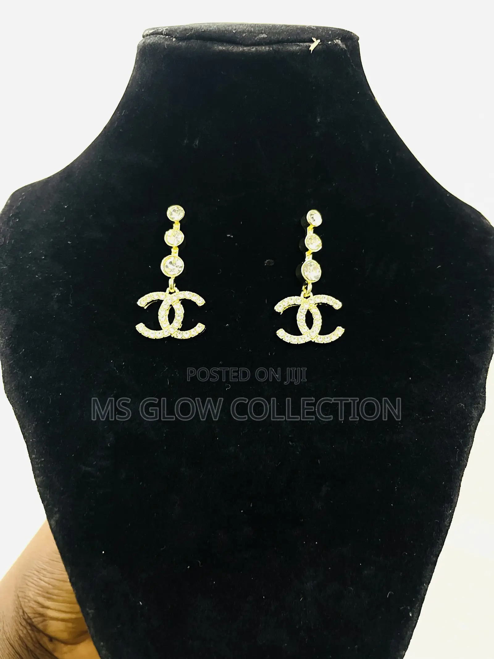 Luxury Double C Crystal Drop Earrings