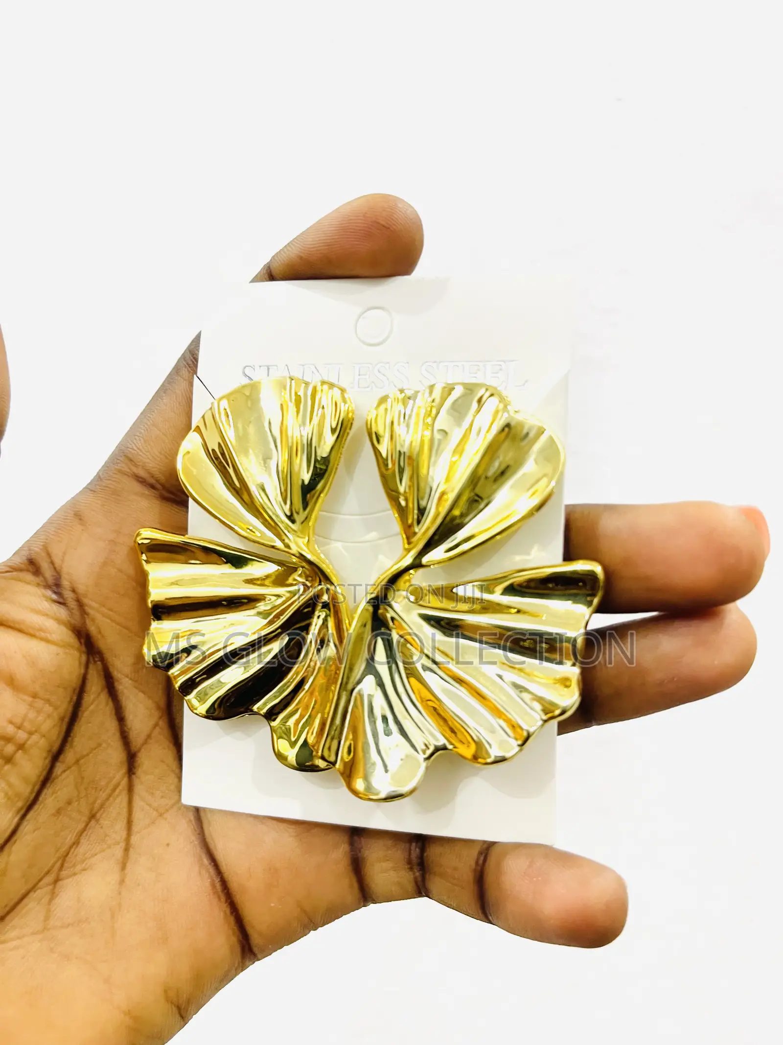 Bold Gold Leaf Statement Earrings