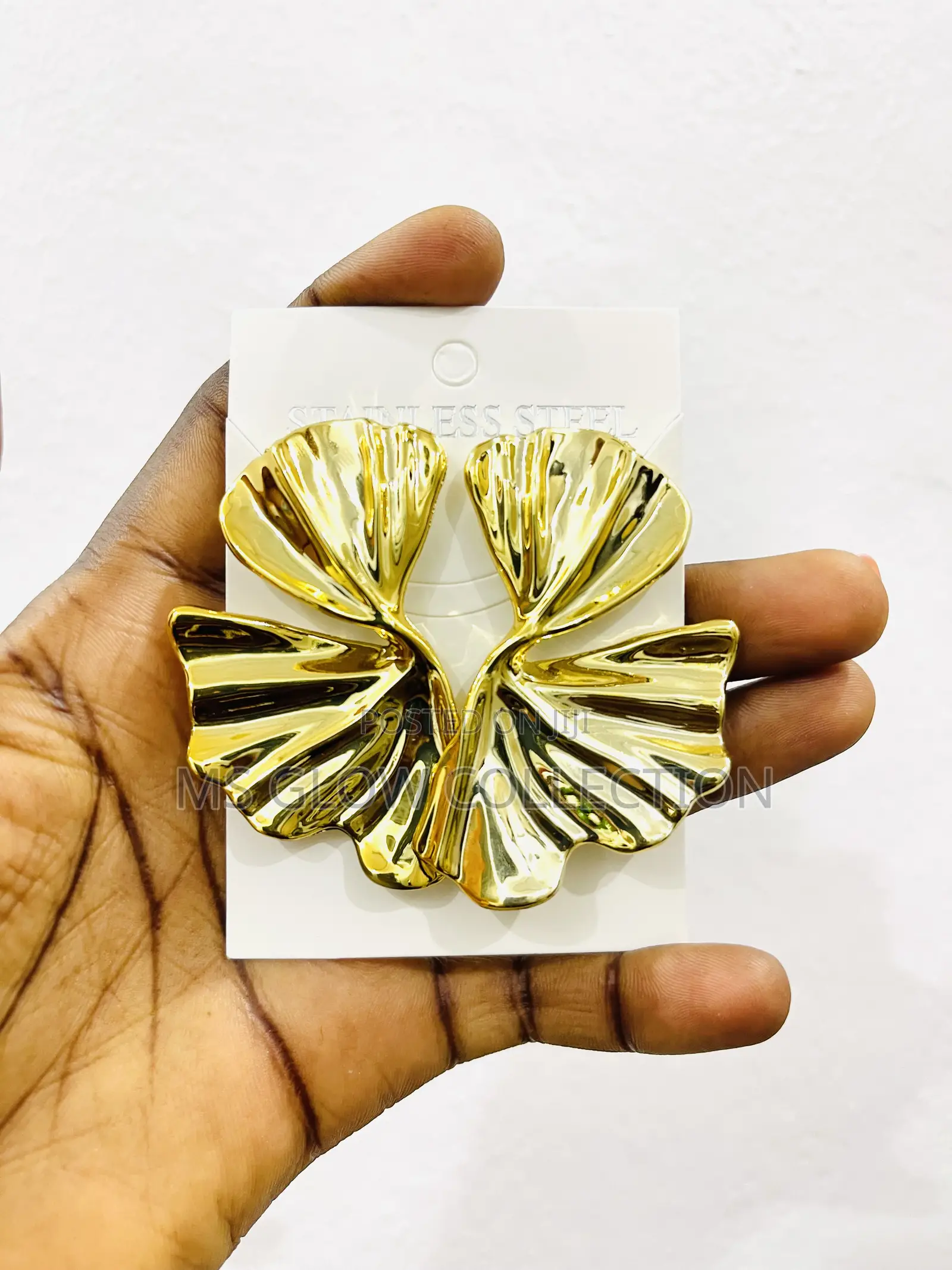 Bold Gold Leaf Statement Earrings