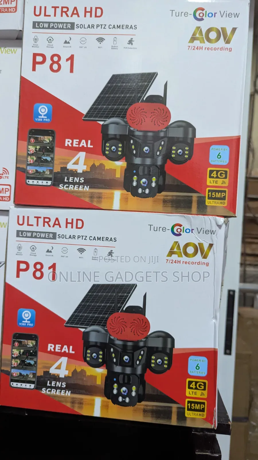 Upgraded 4 Lens 4g Solar Security CCTV Camera (V380 Pro App)