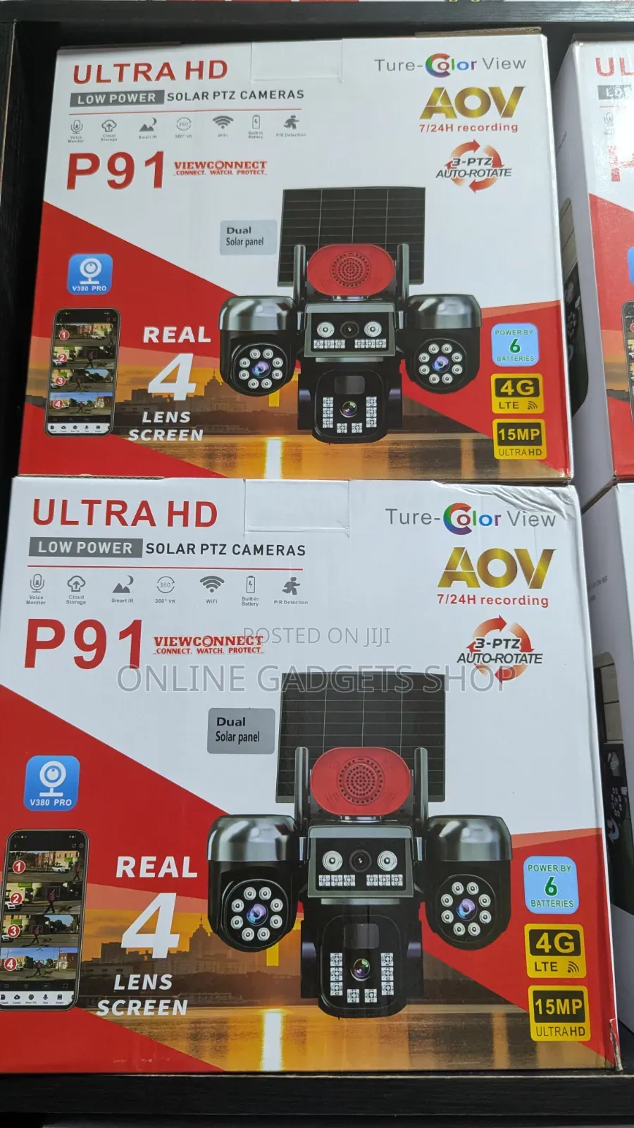 Upgraded 4 Lens 4g Solar Security CCTV Camera (V380 Pro App)