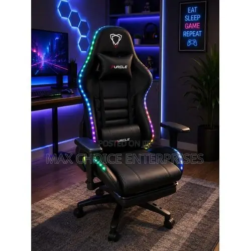 Luxury Reclining Gaming Chair With Led Lights – Black