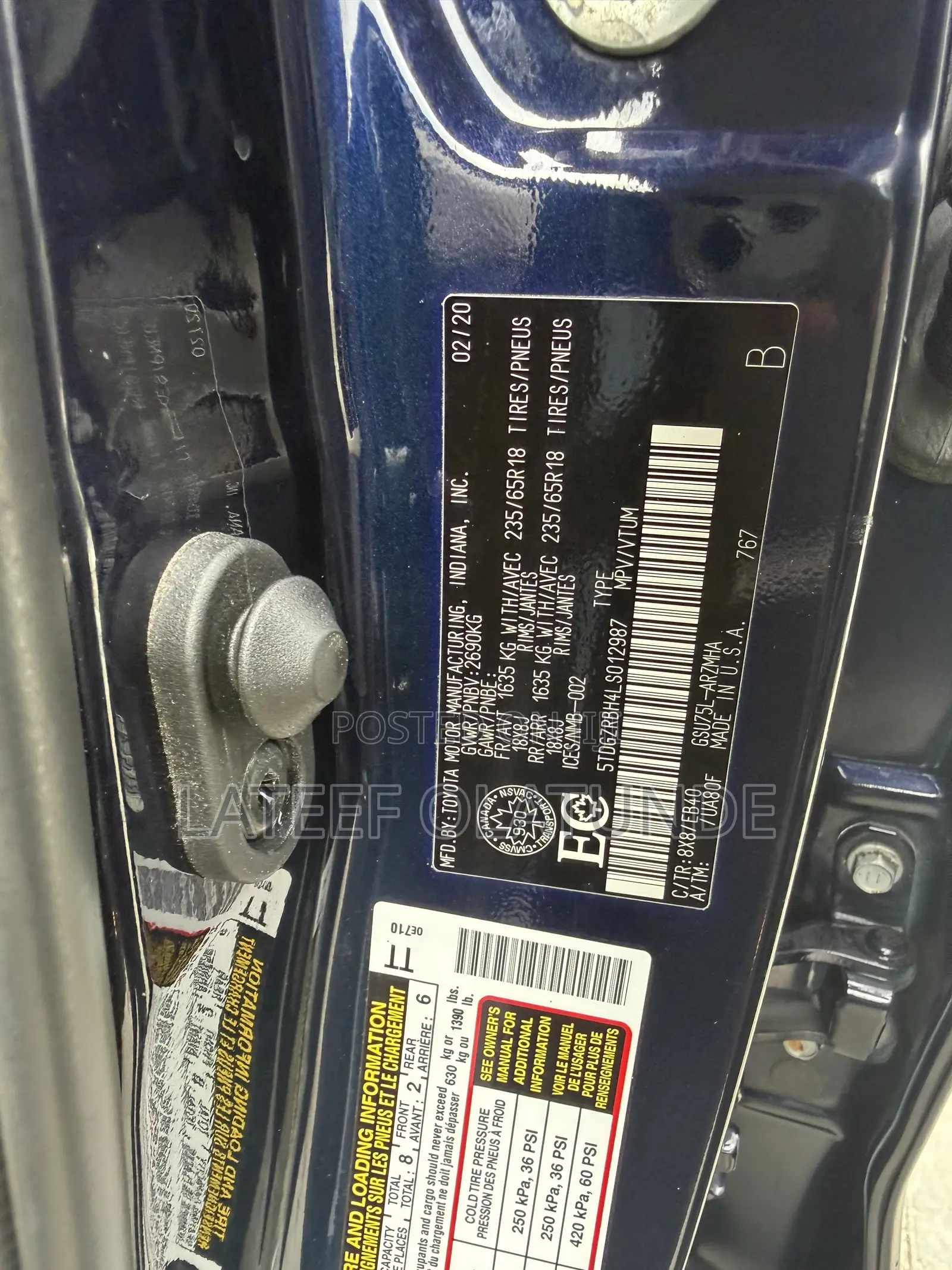 Toyota Highlander XLE AWD 2020 Blue
